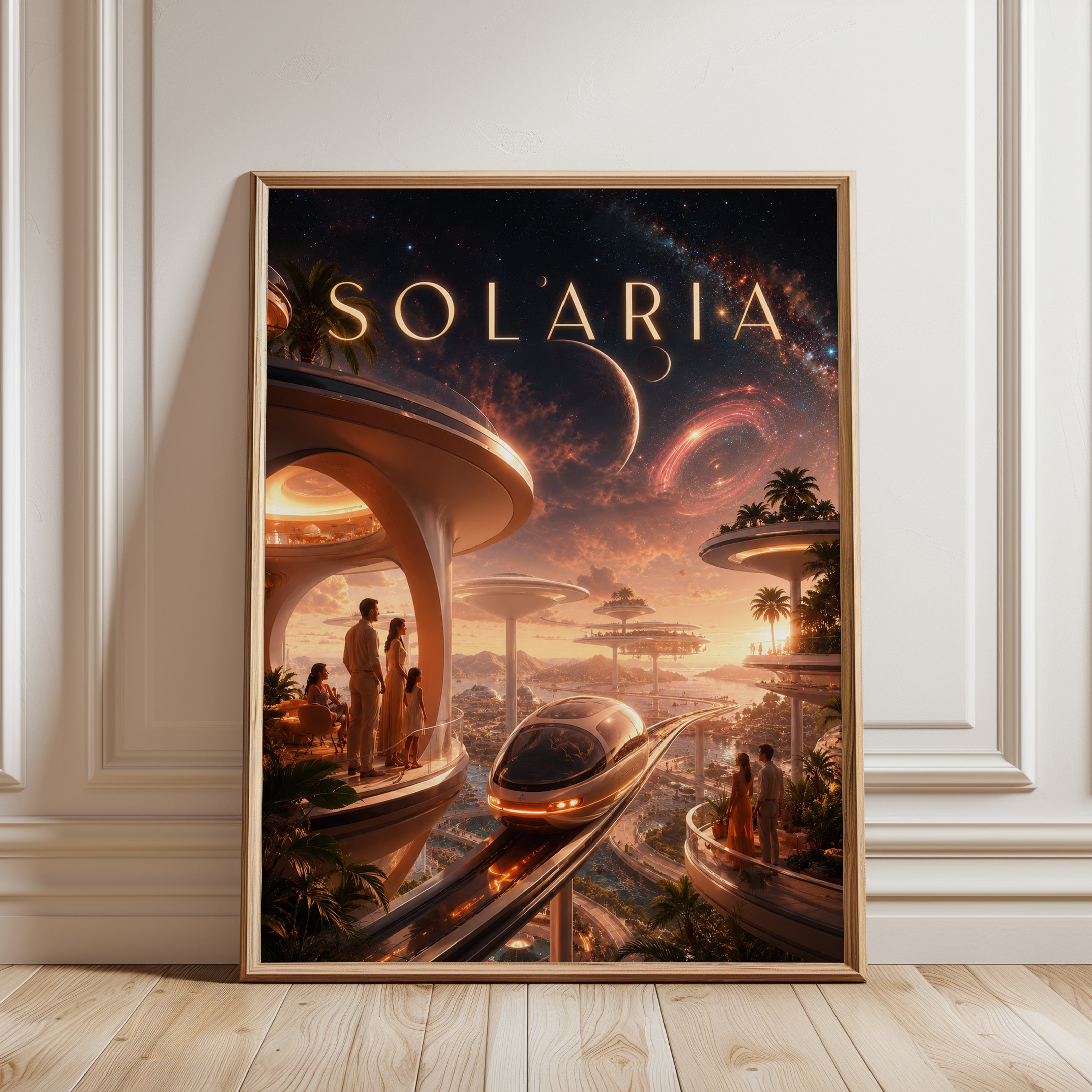 Space Travel Poster – Futuristic Wall Art - framed detail