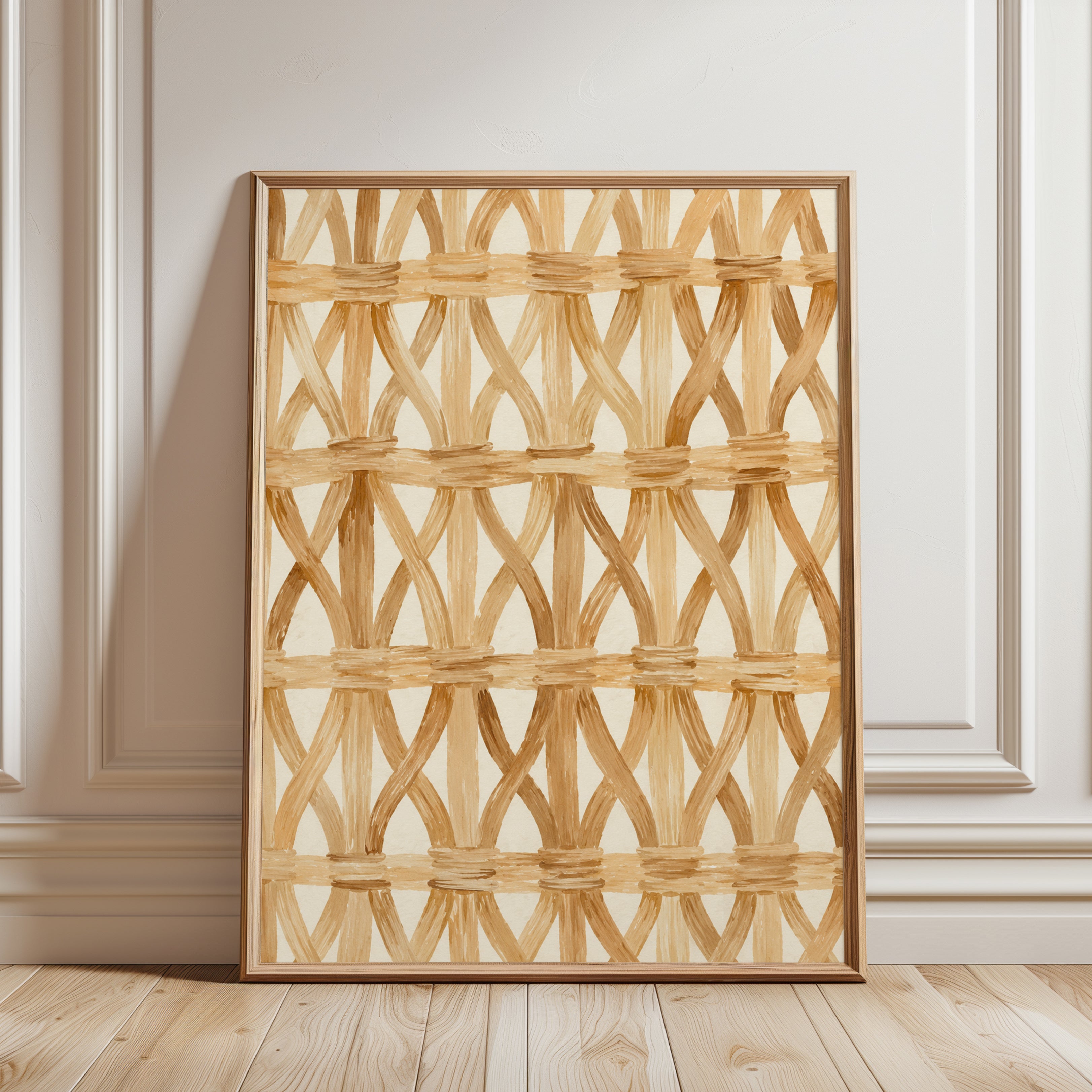 Rattan Woven Texture Print - framed detail