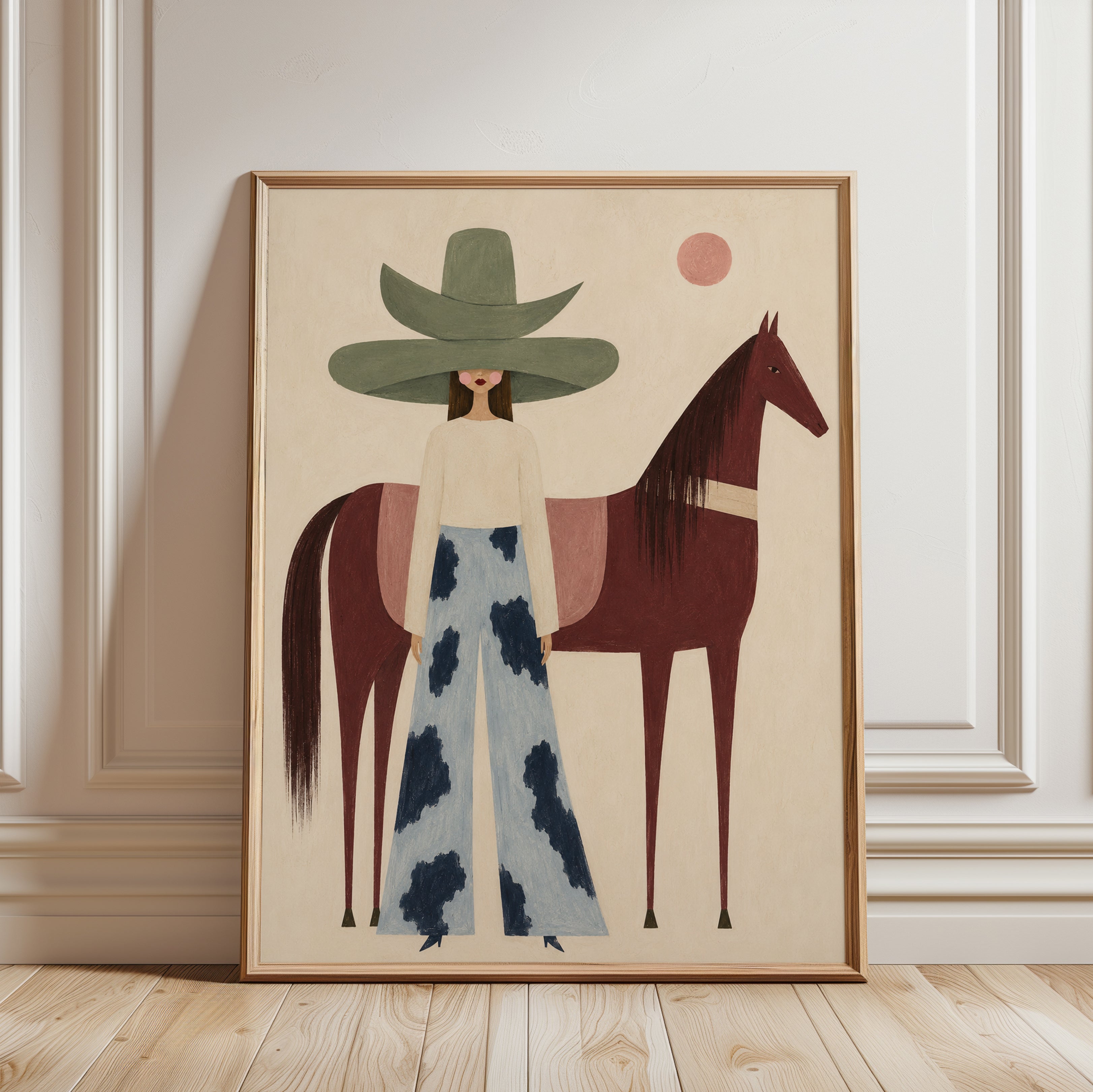 Woman and Horse Wall Art - framed detail
