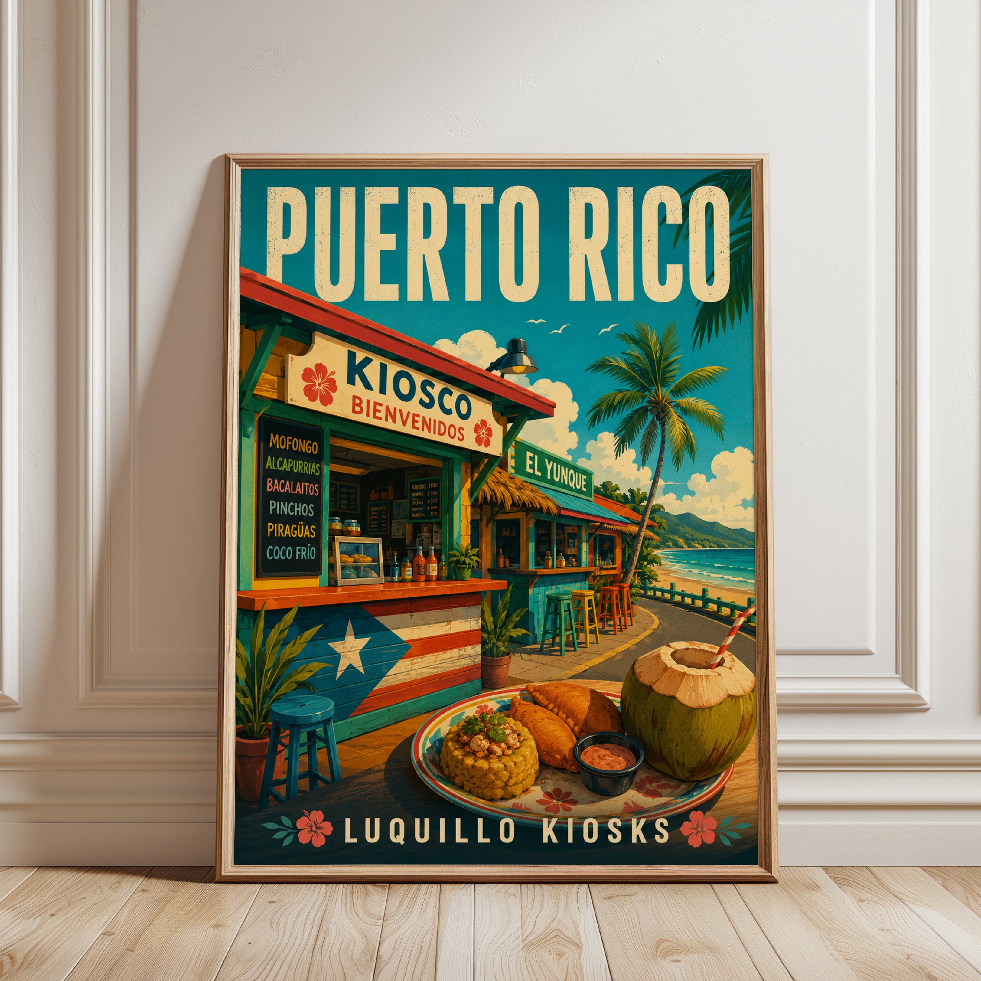 Puerto Rico Travel Poster - framed detail