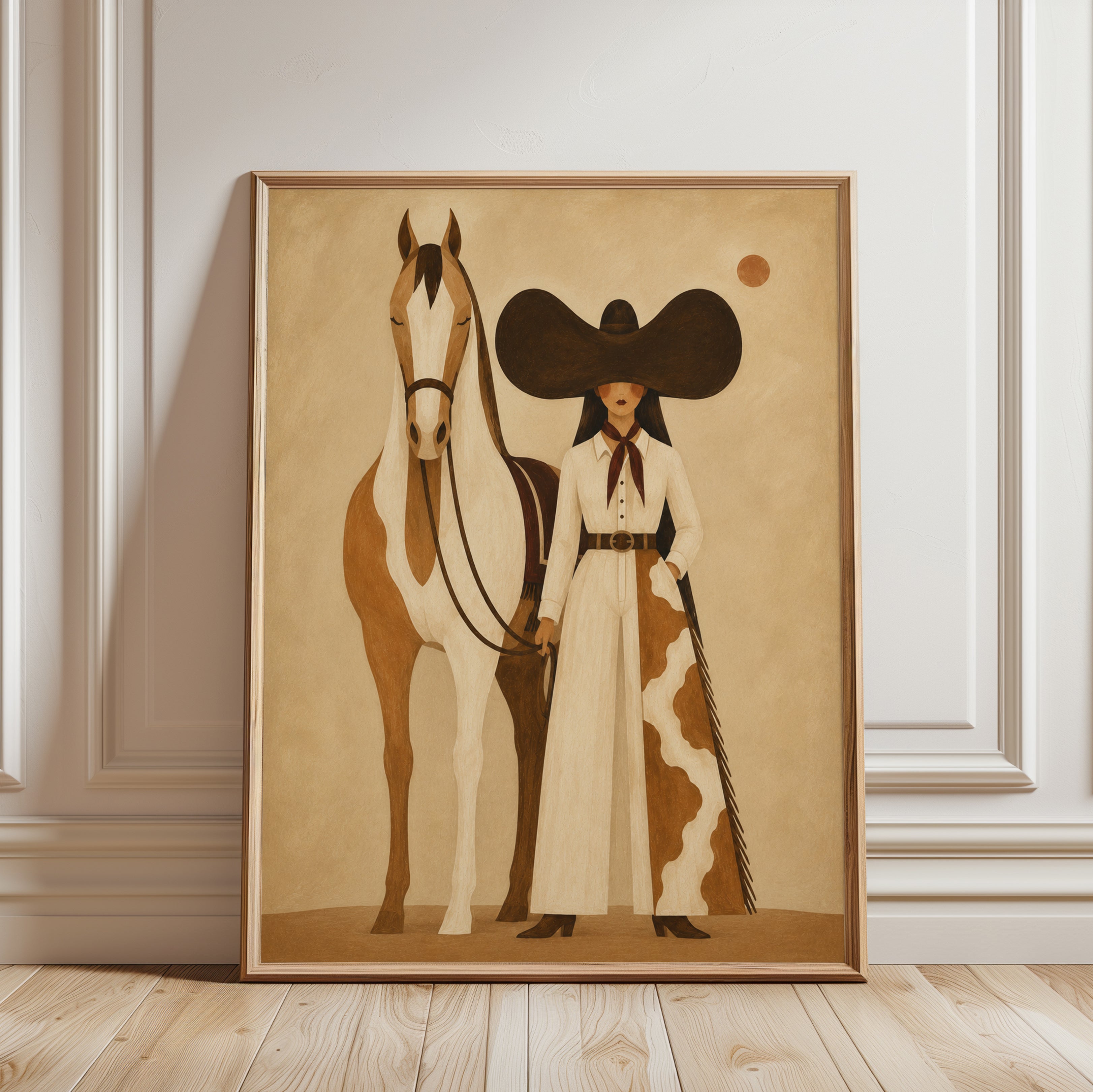 Western Cowgirl Art – Equestrian Print - framed detail
