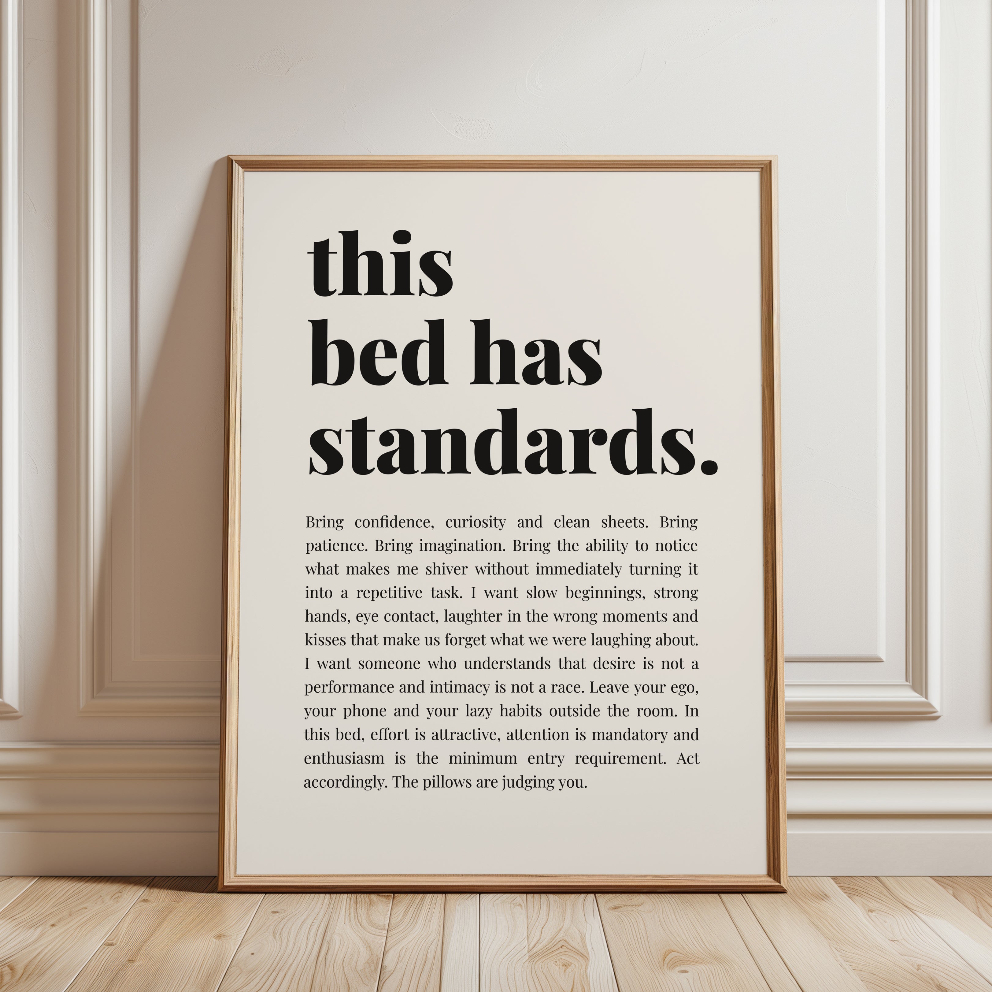 Bedroom Typography Print - framed detail