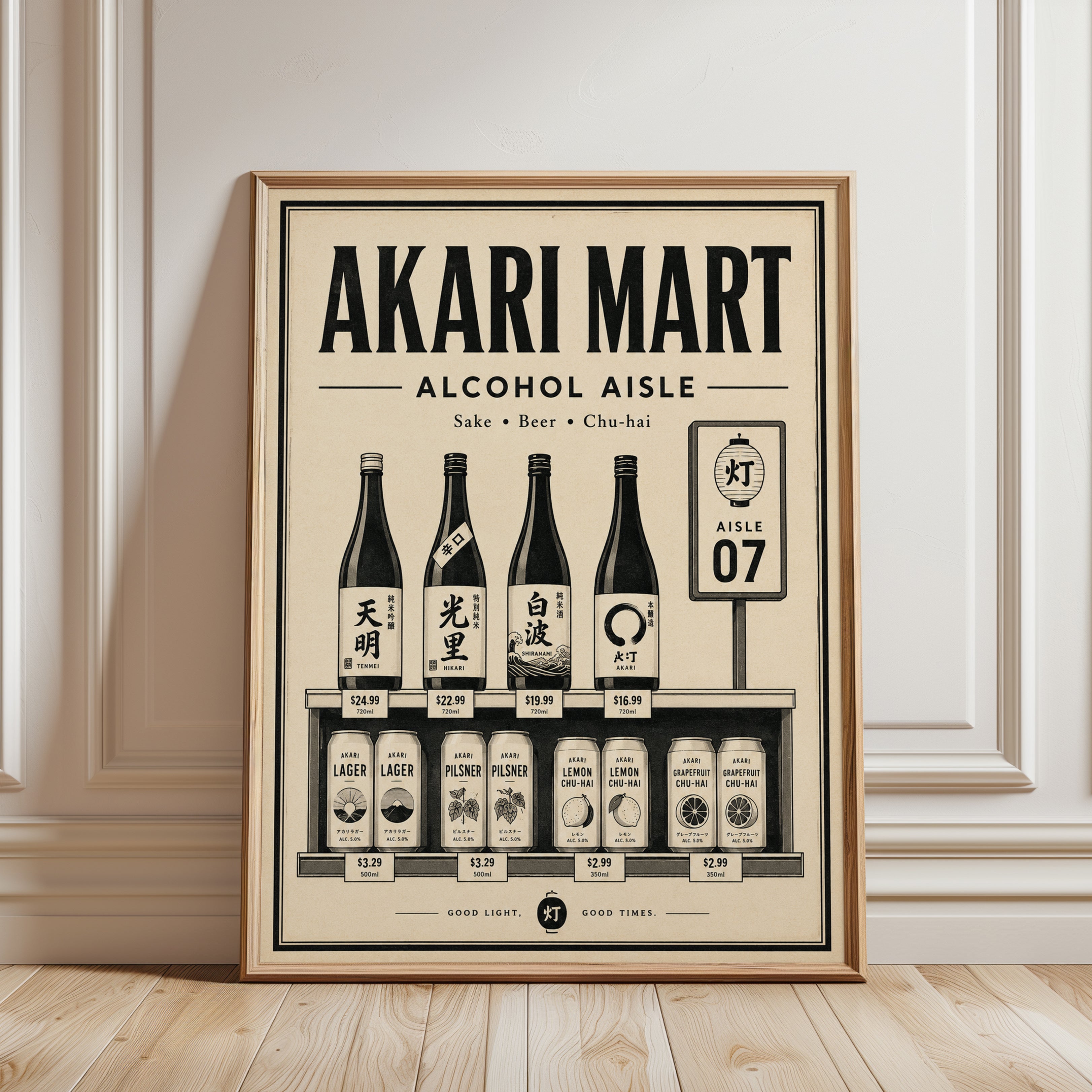 Japanese Sake Poster - framed detail