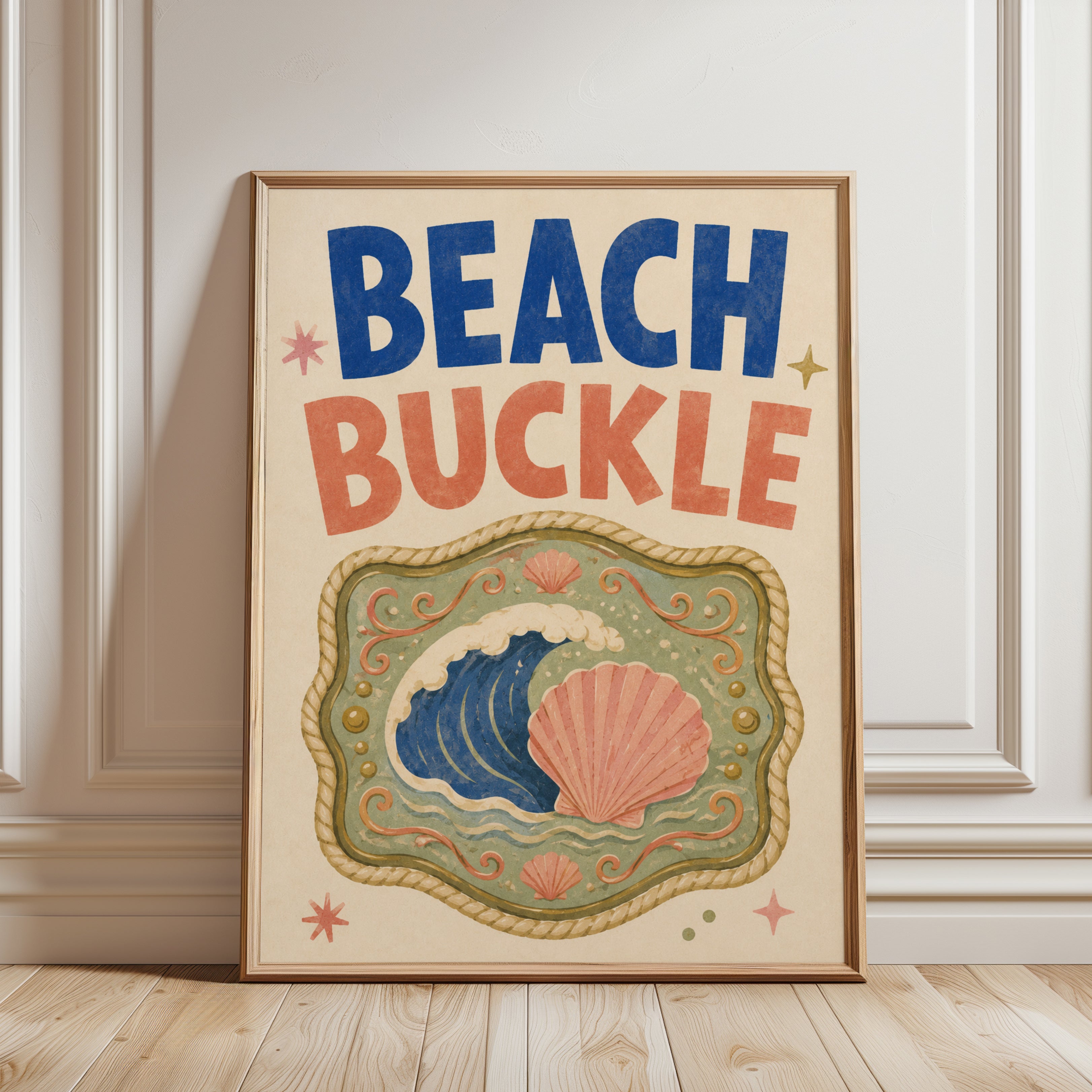 Beach Buckle Poster: Vintage Nautical Belt Buckle Art Print - framed detail