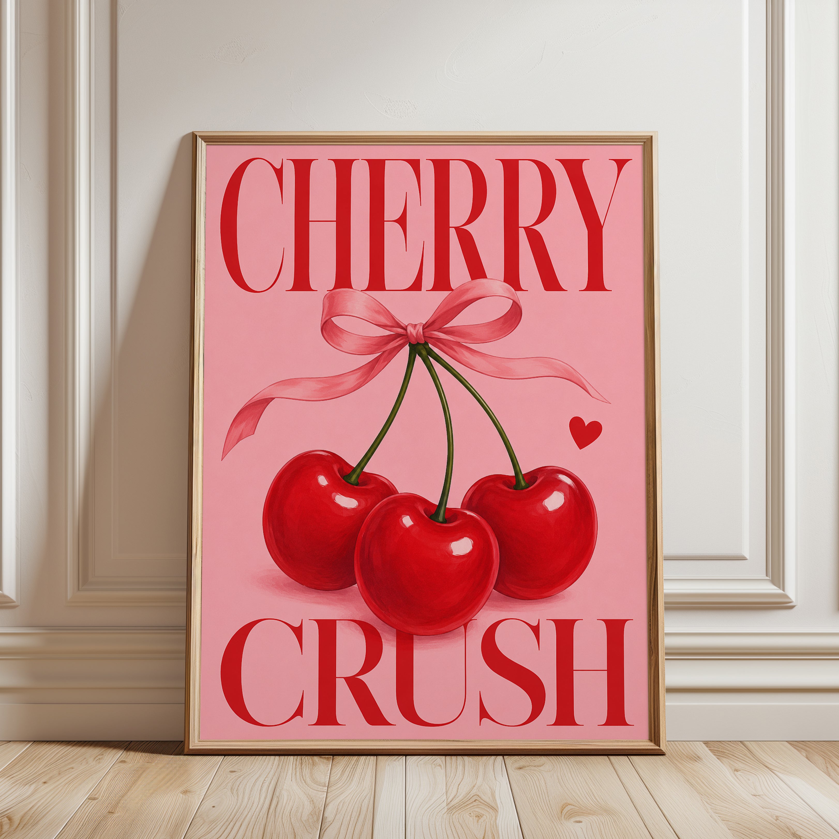 Cherry Wall Art – Retro Kitchen Print - framed detail