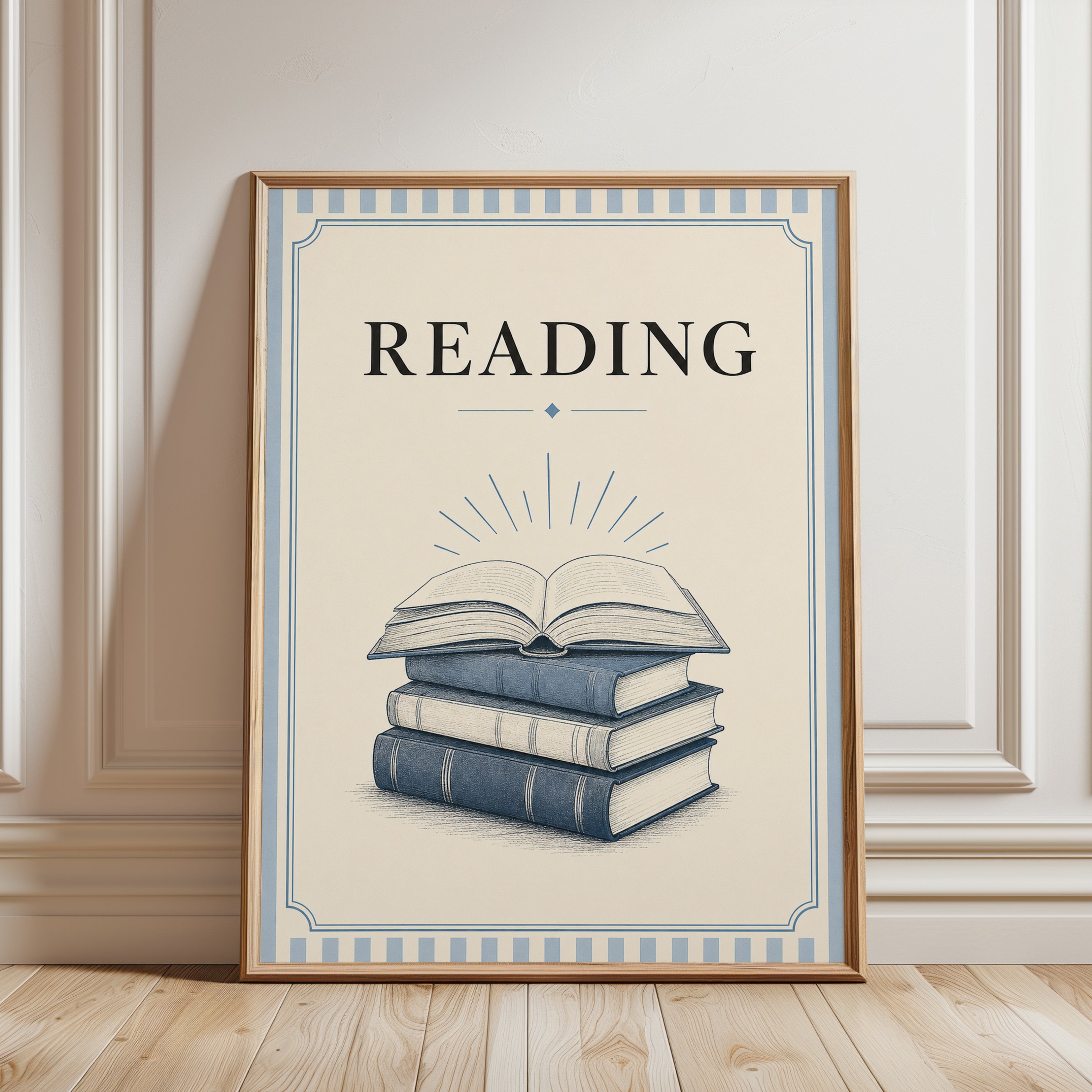 Library Wall Art – Book Lover Print - framed detail