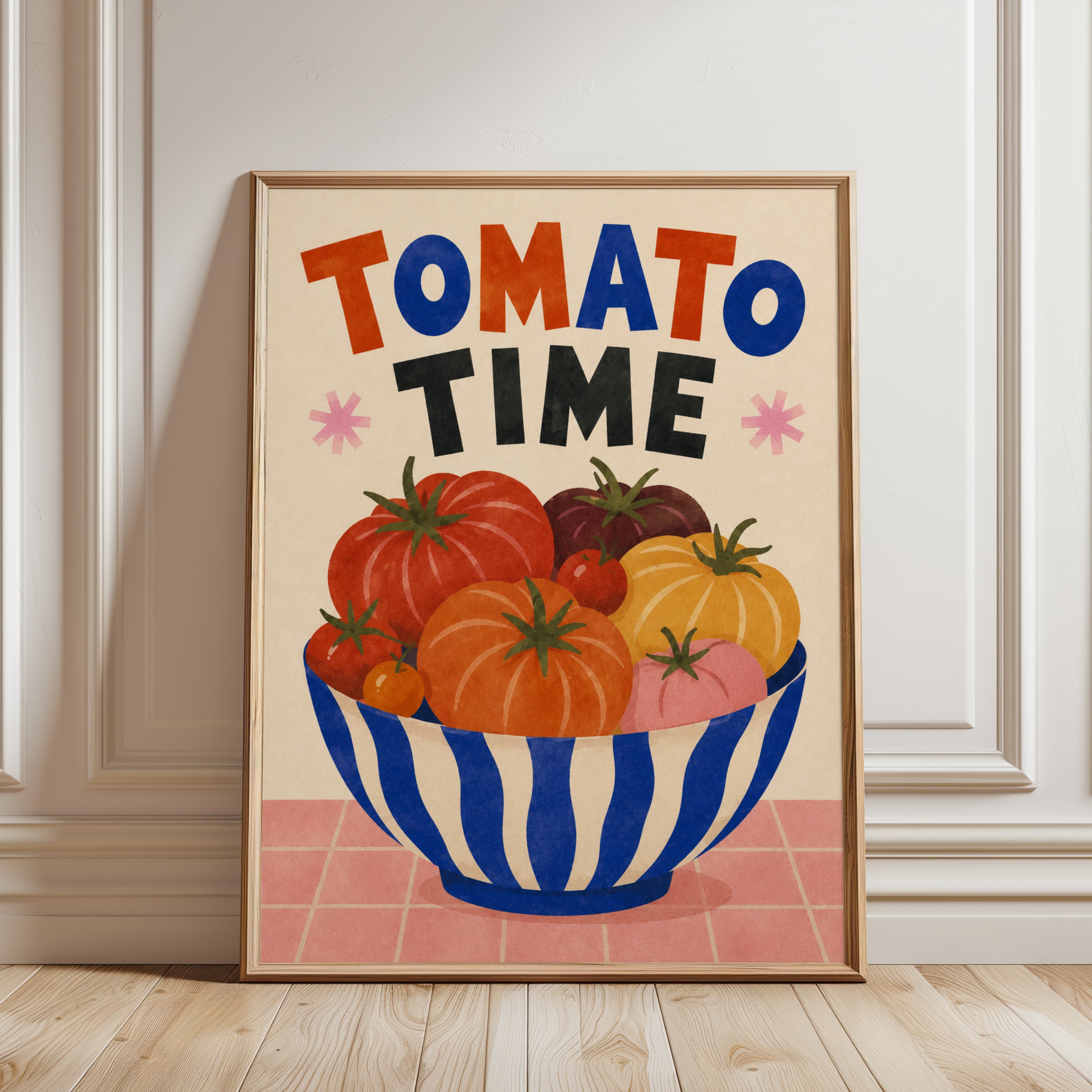 Tomato Kitchen Wall Art – Vegetable Print - framed detail