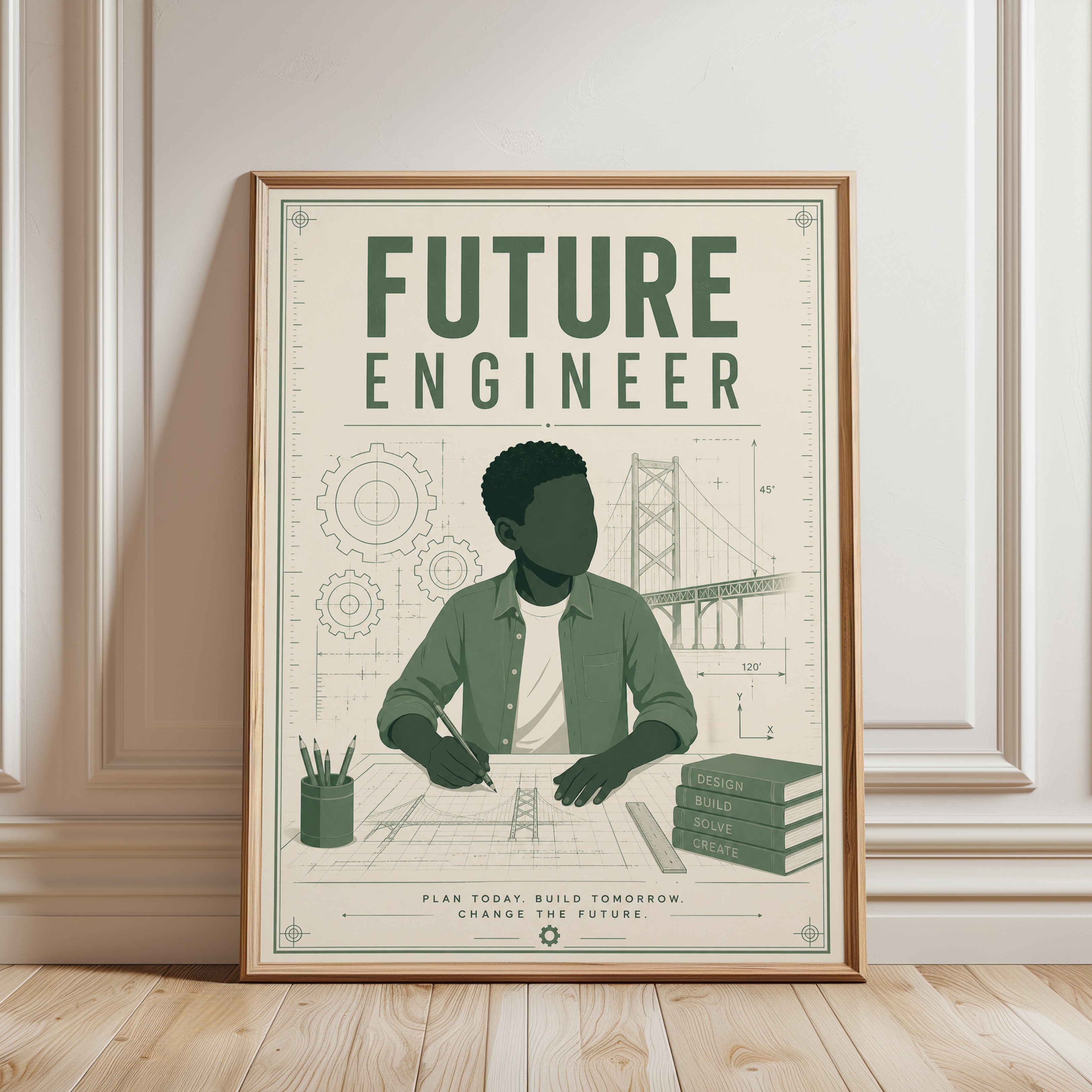 Engineer Wall Art – Future Engineer Print - framed detail