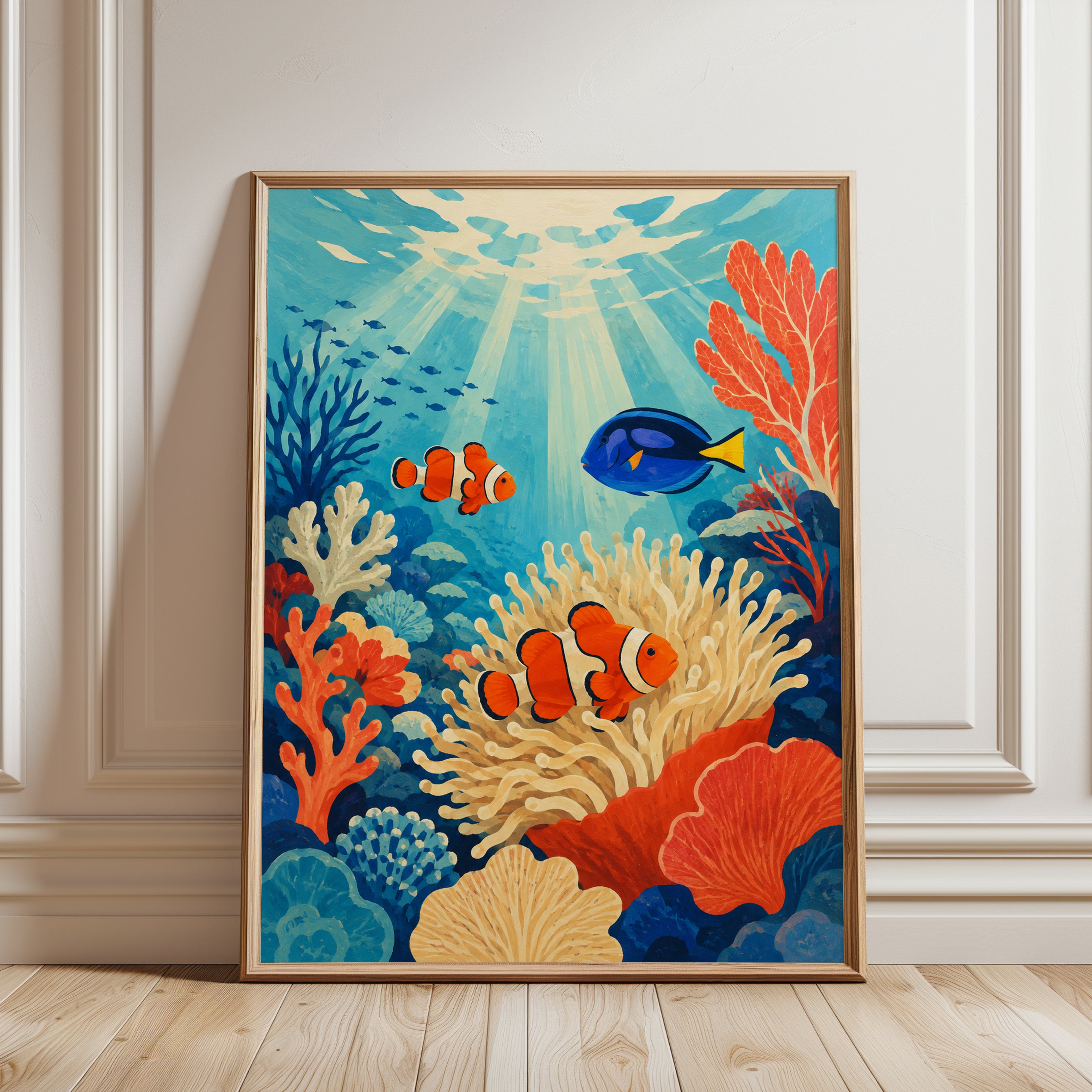 Coral Reef Wall Art – Ocean Fish Print - framed detail