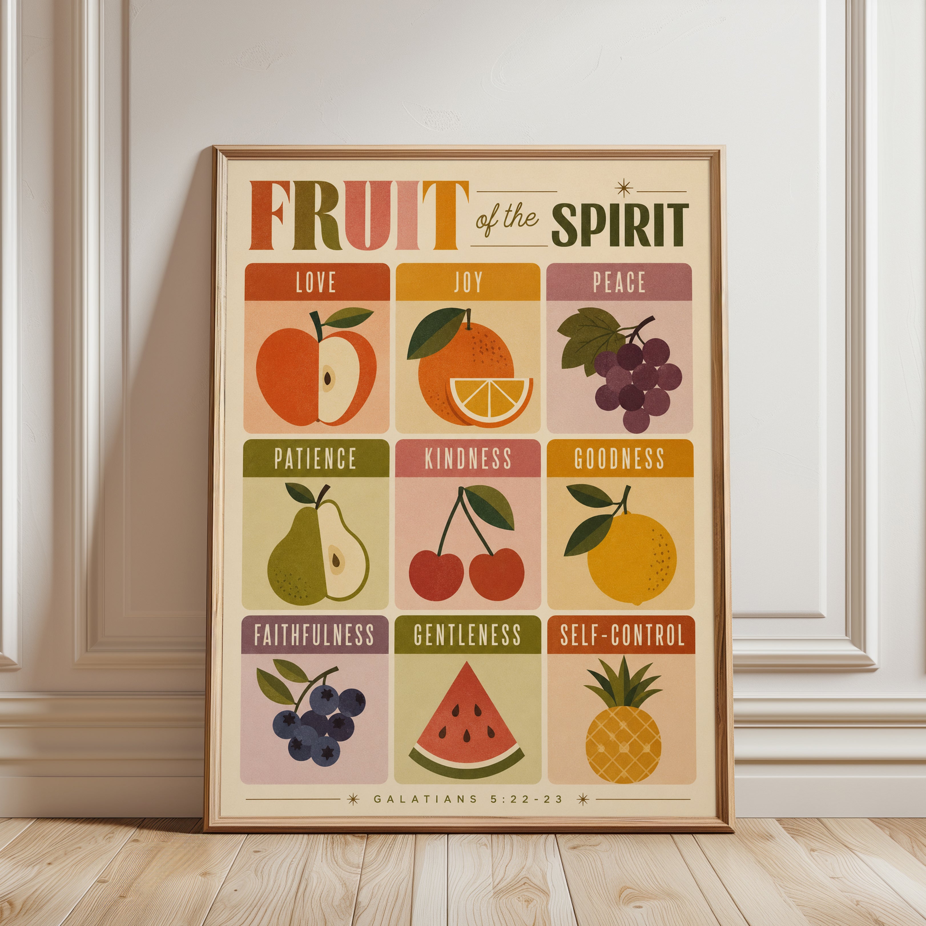 Christian Wall Art: Fruit of the Spirit - framed detail