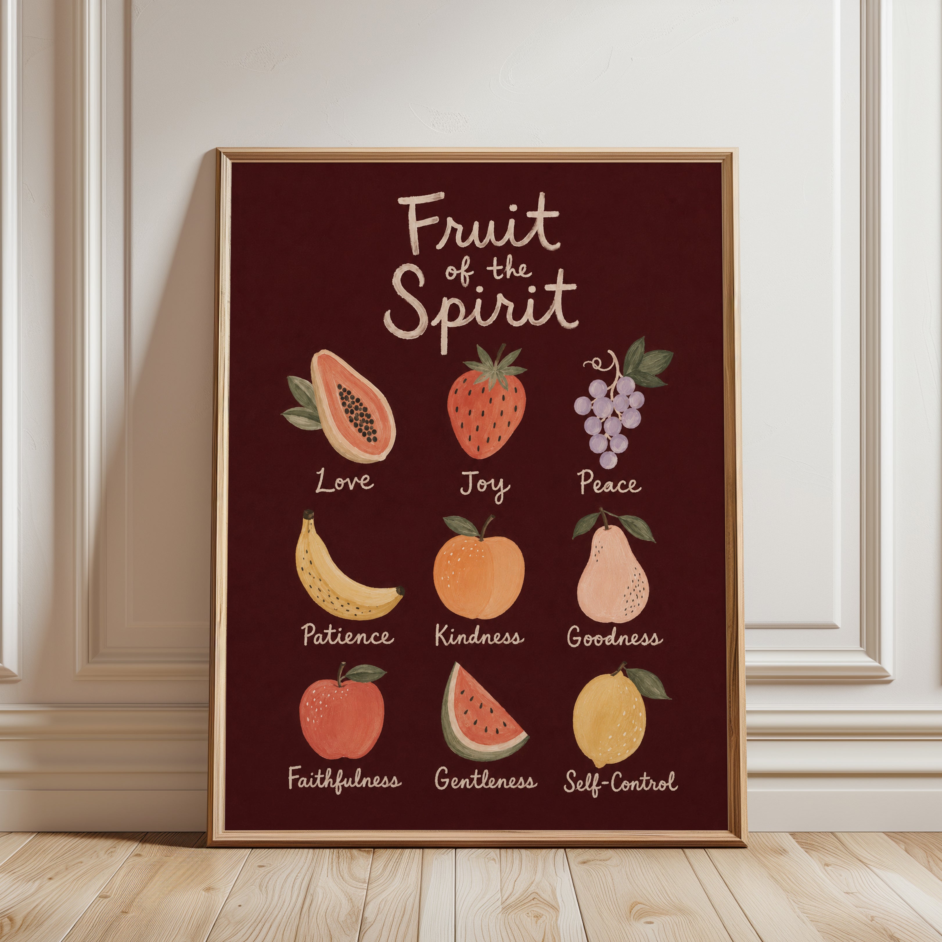 Fruit of the Spirit Print: Inspirational Christian Art - framed detail