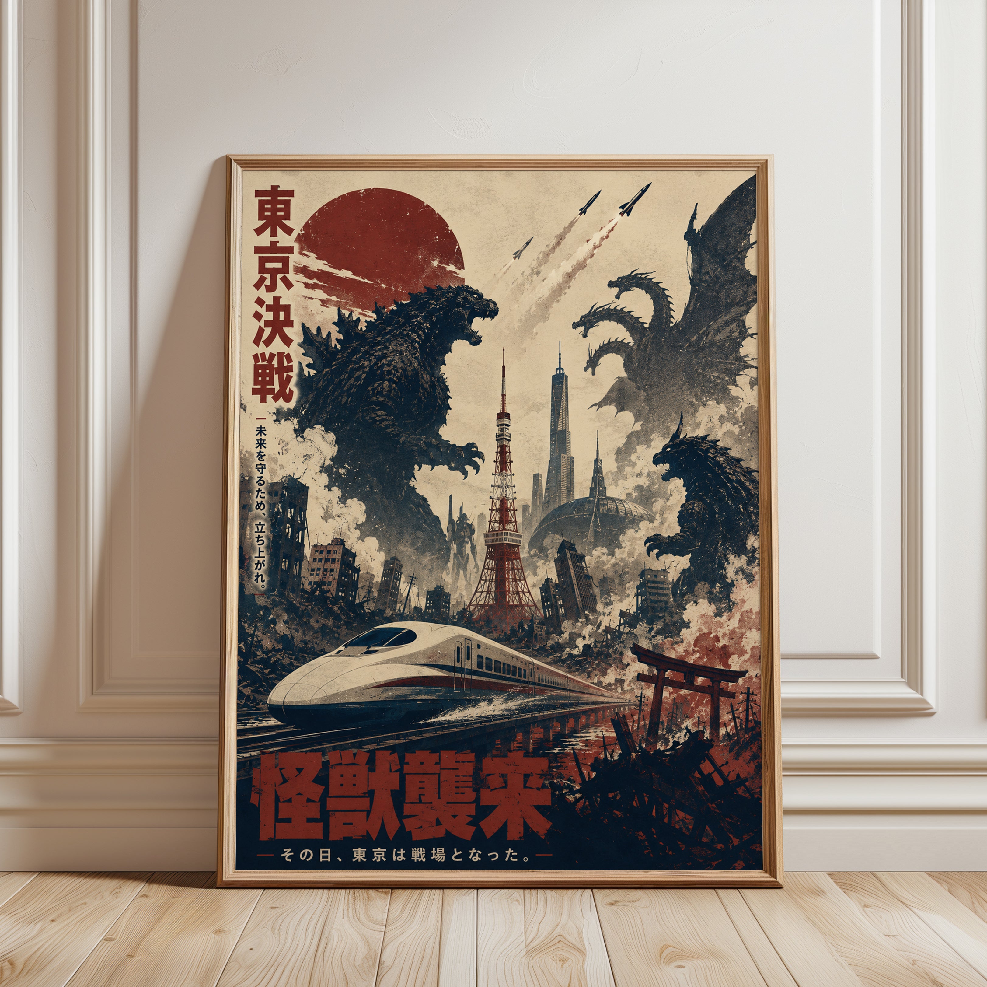 Japanese Poster Art – Vintage Tokyo Print - framed detail
