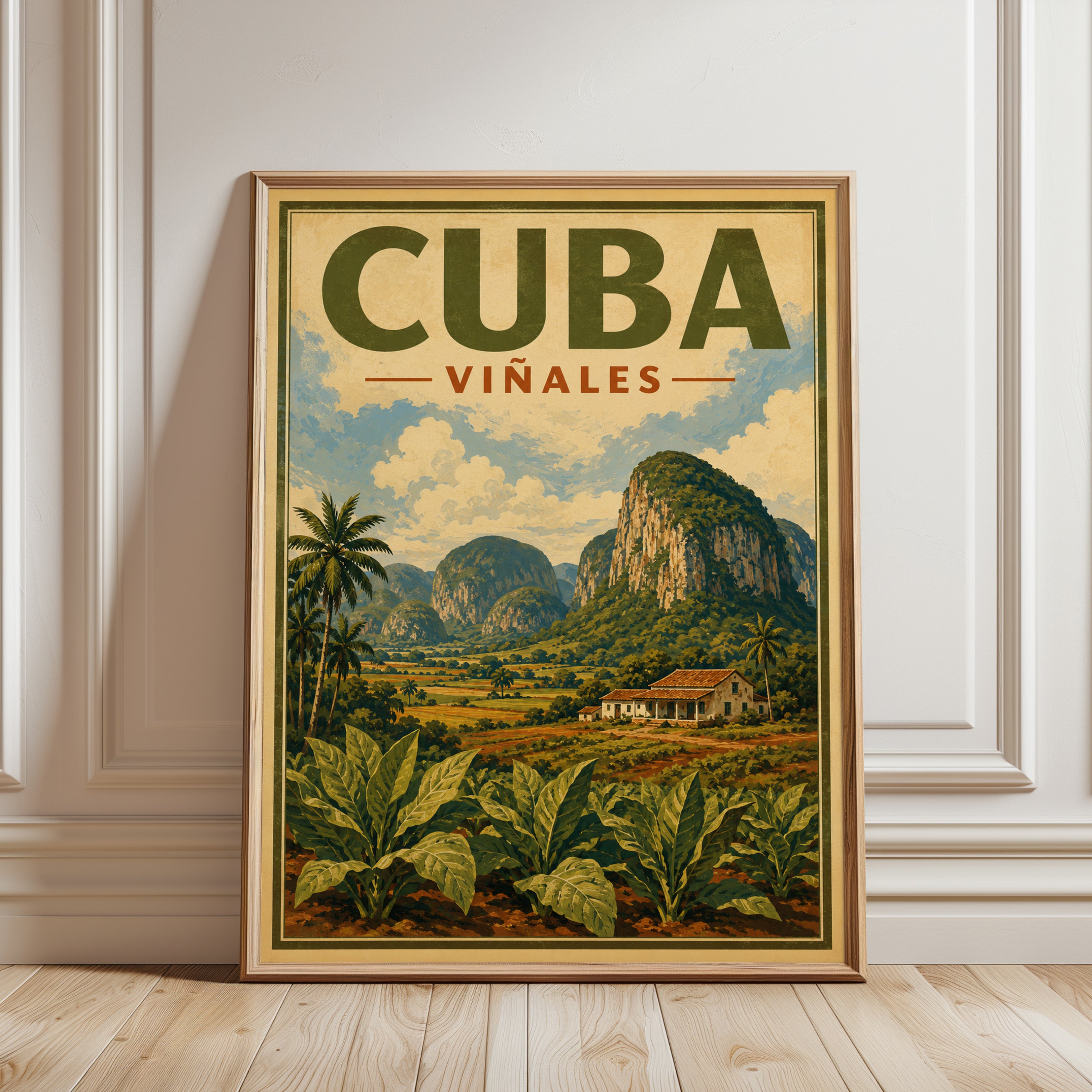 Vintage Travel Poster – Cuba Wall Art - framed detail