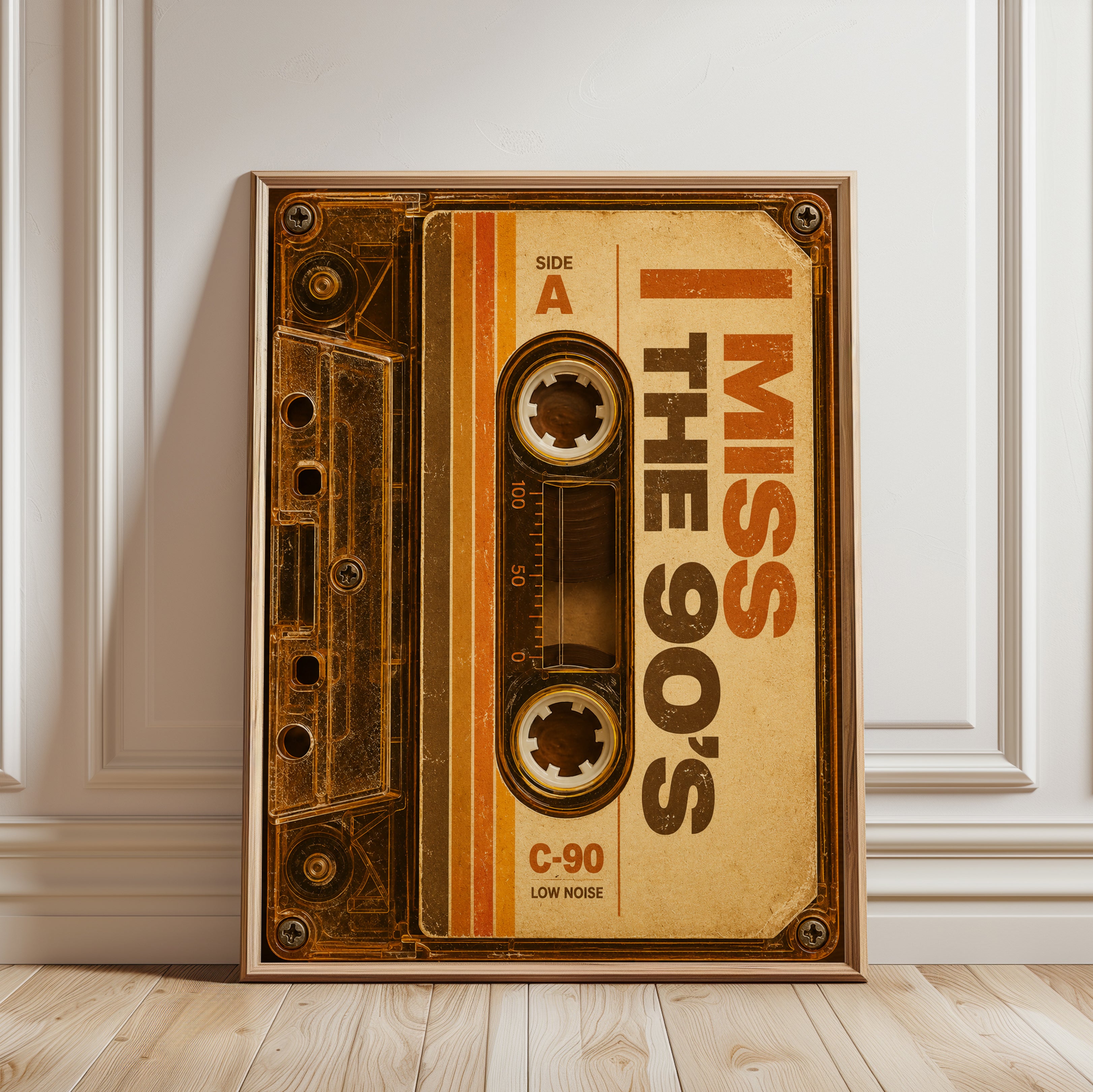 90s Nostalgia Cassette Tape Print - framed detail