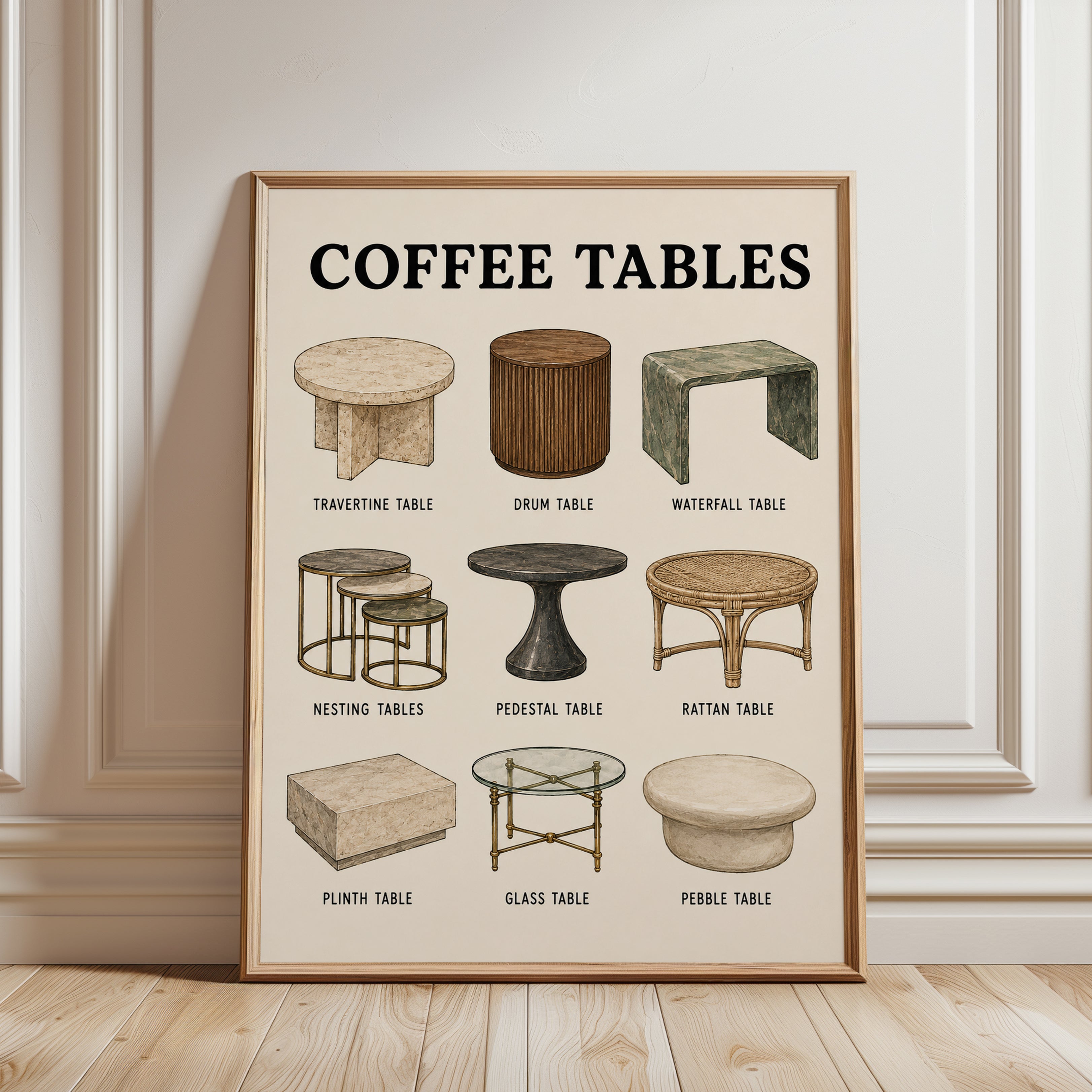 Vintage Coffee Table Print - framed detail