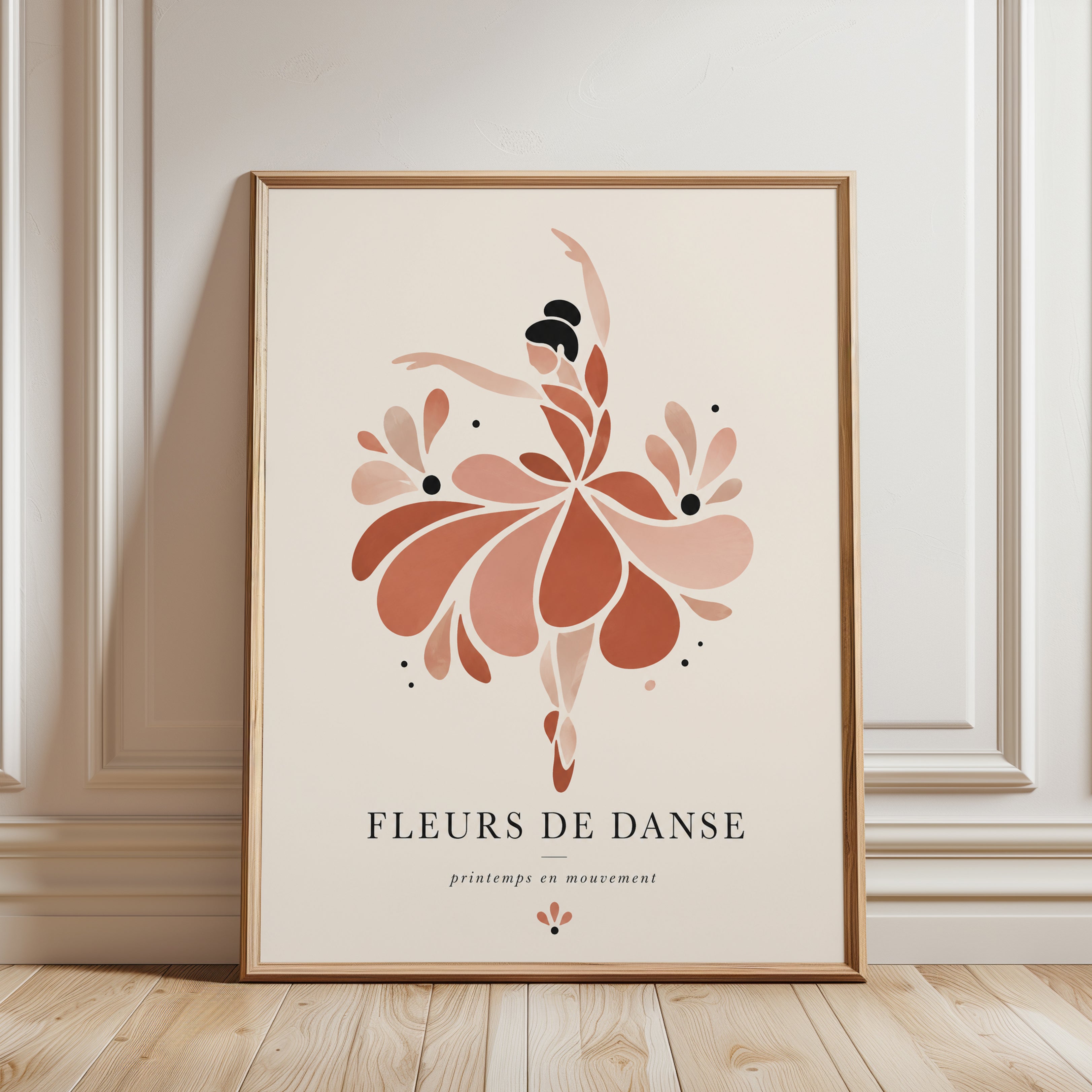 Ballerina Floral Wall Art - framed detail