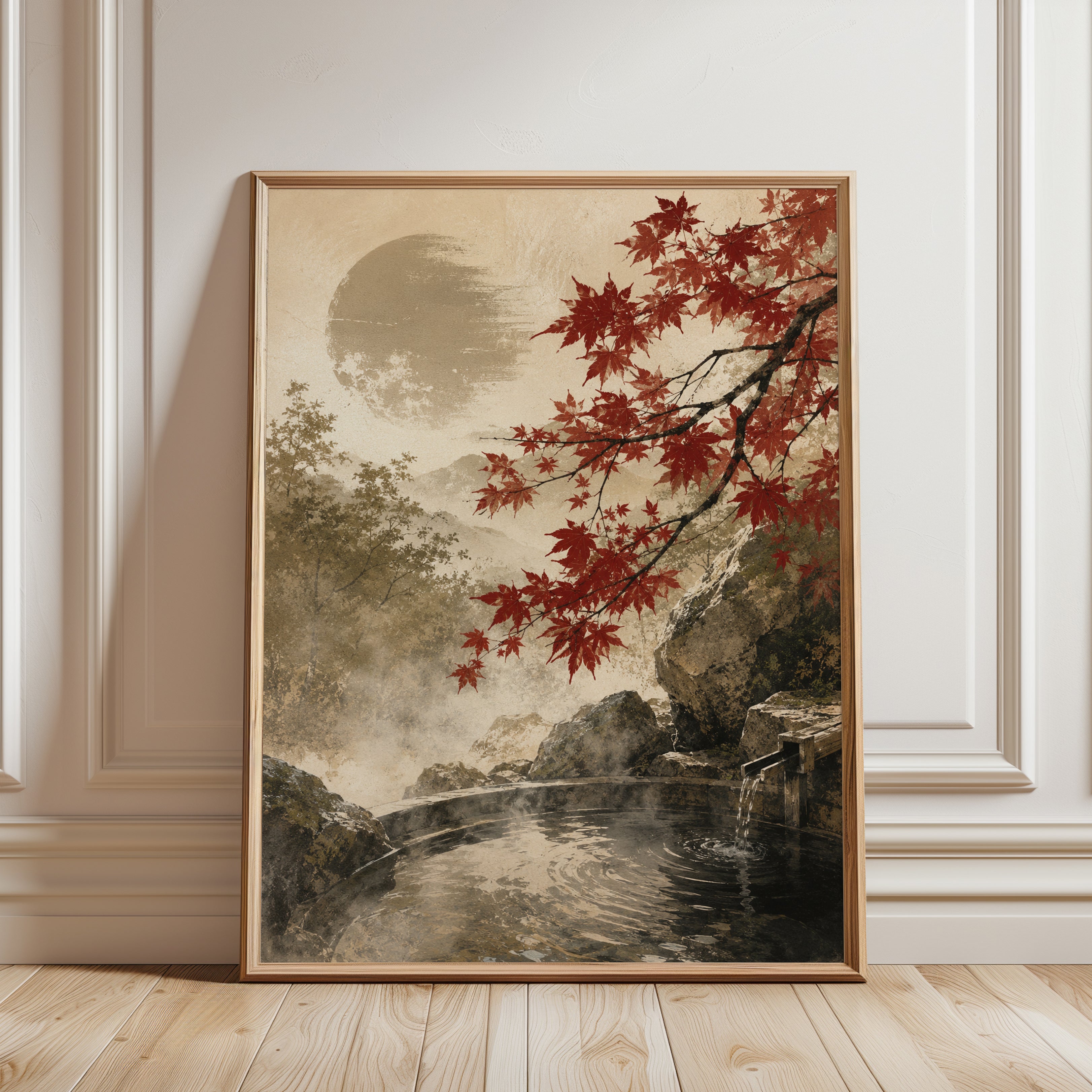 Japanese Maple Print – Autumn Landscape Wall Art - framed detail