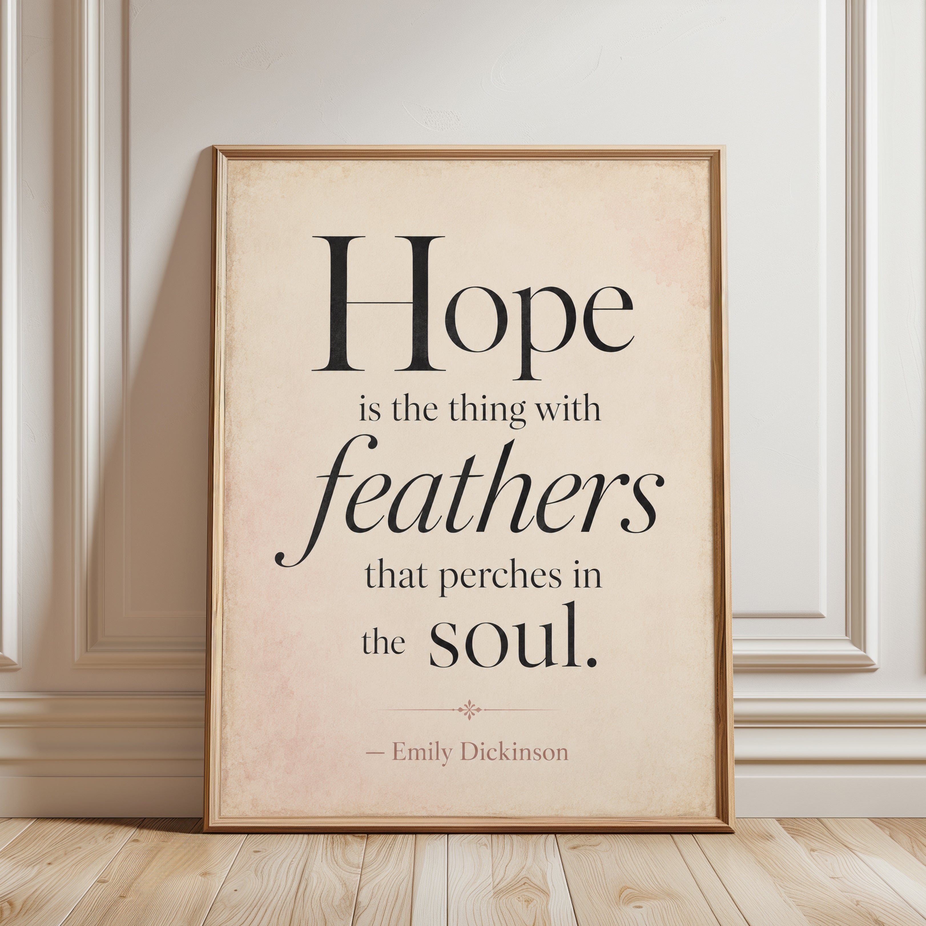 Hope Quote Wall Art – Typography Print - framed detail