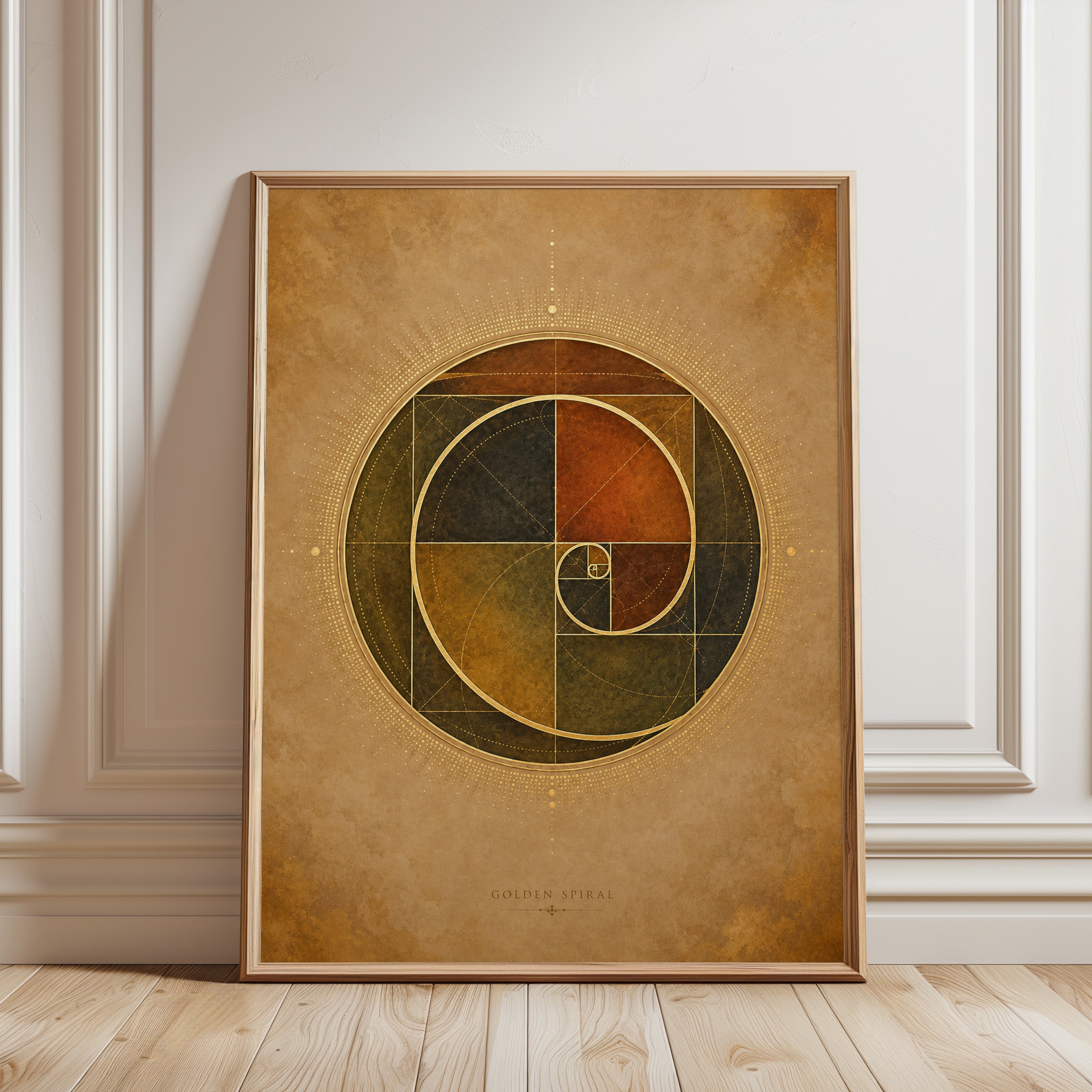 Sacred Geometry Art Print – Fibonacci Spiral - framed detail