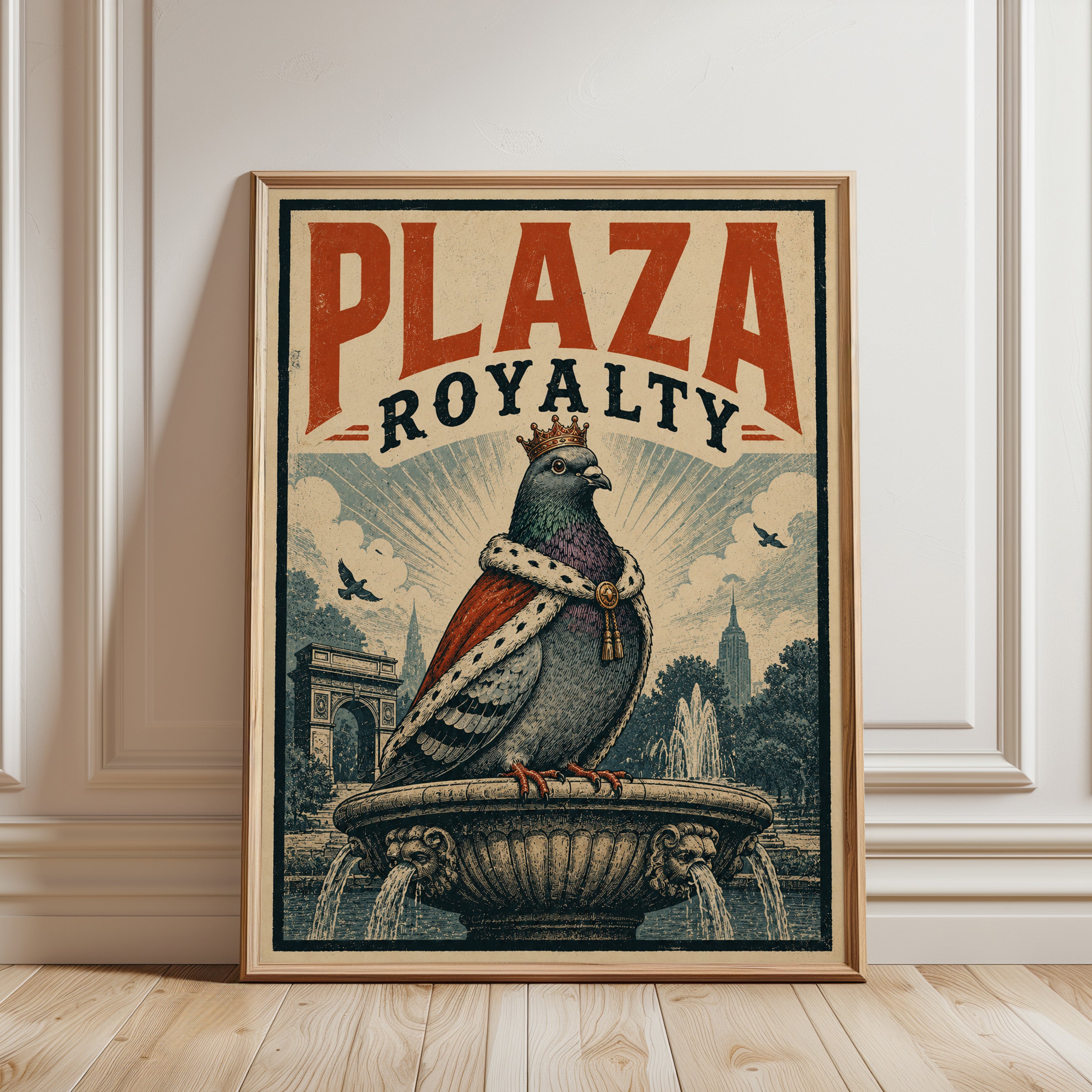 Pigeon Poster: Vintage Royalty Art - framed detail