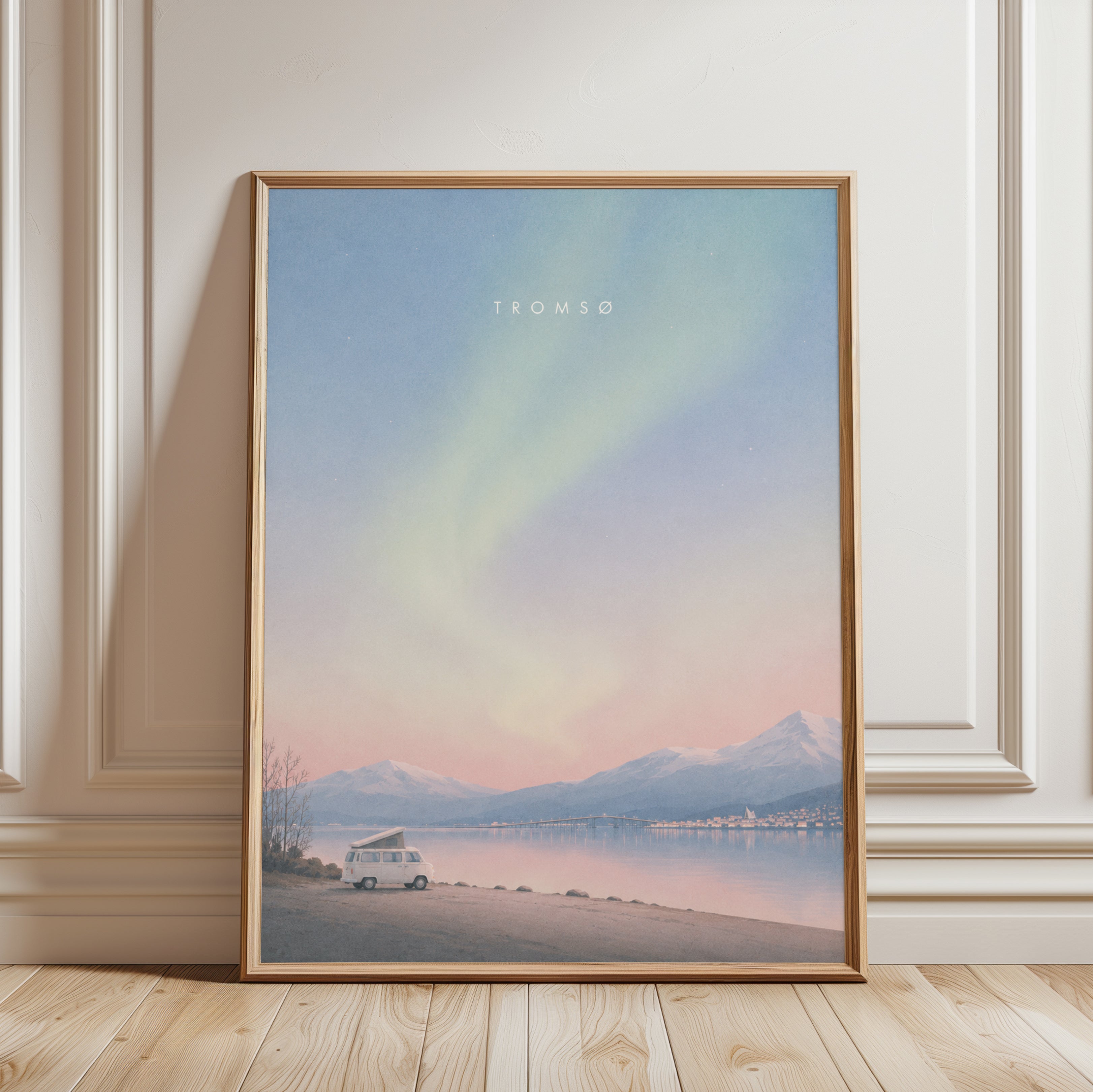 Tromso Travel Poster – Norway Wall Art - framed detail