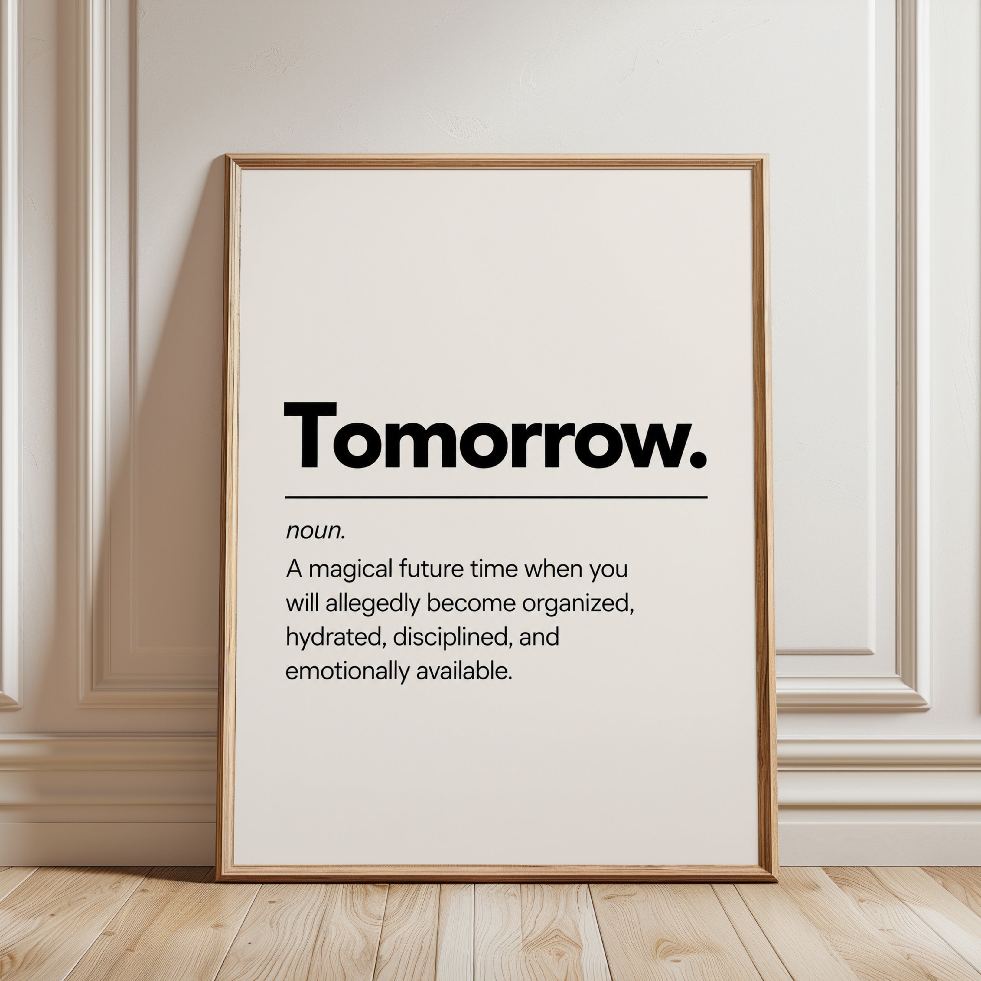 Funny 'Tomorrow' Definition Print - framed detail