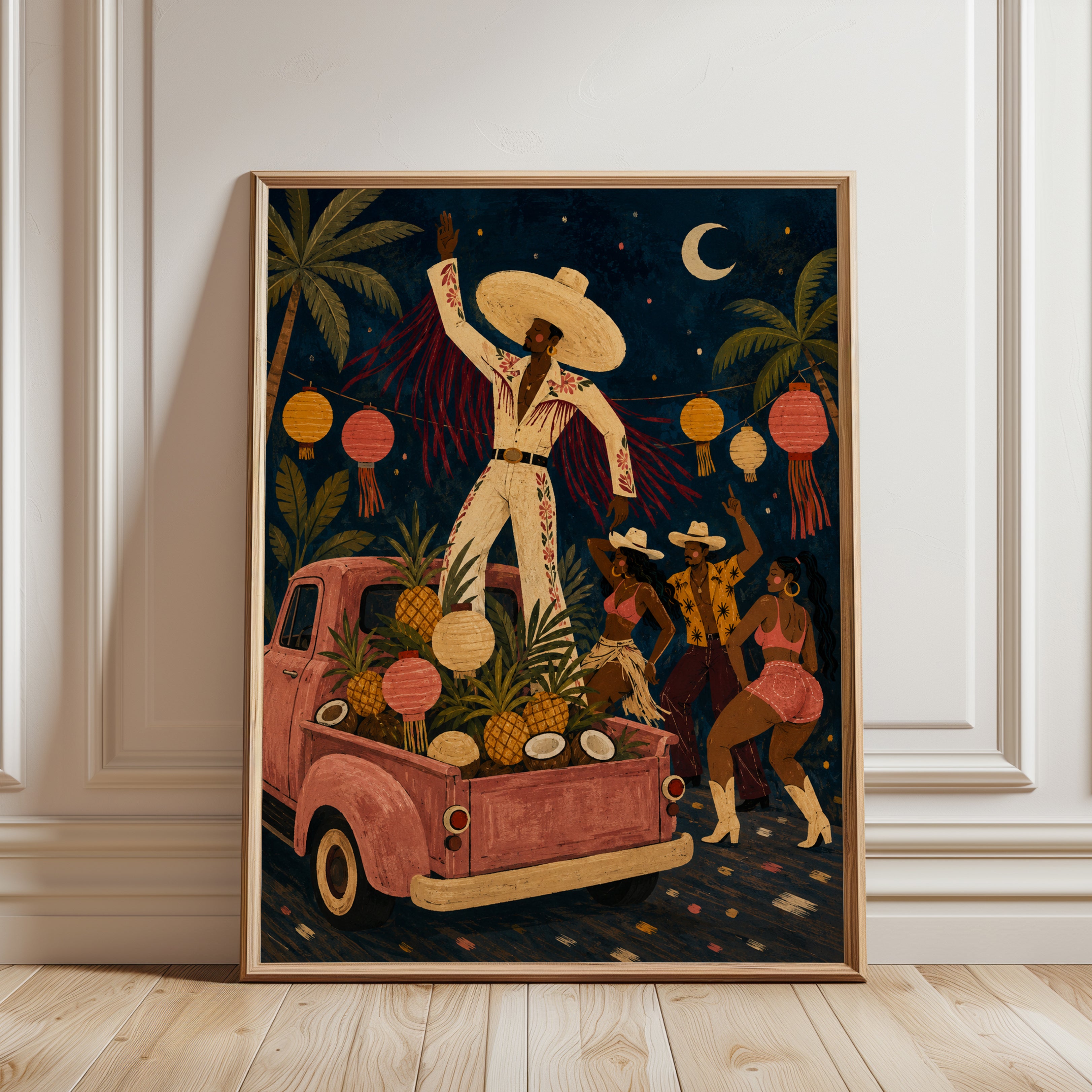 Mexican Fiesta Wall Art – Vintage Truck Print - framed detail