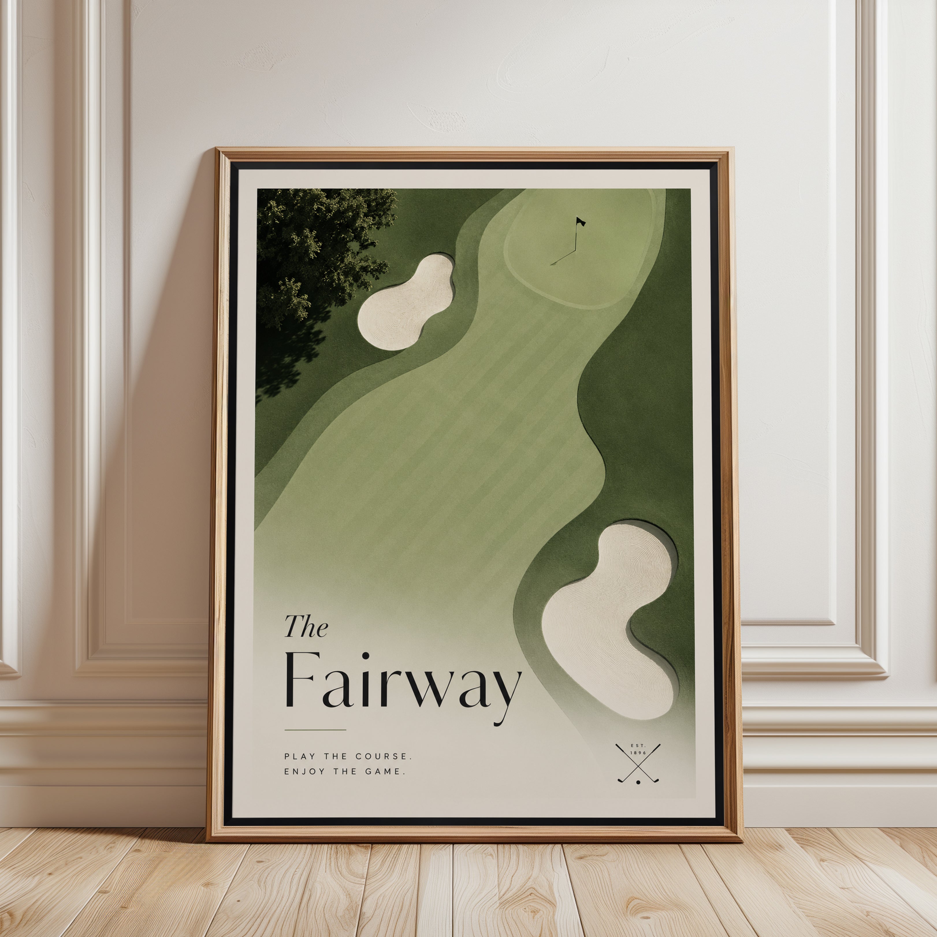Golf Wall Art Print: Modern Minimalist Fairway - framed detail