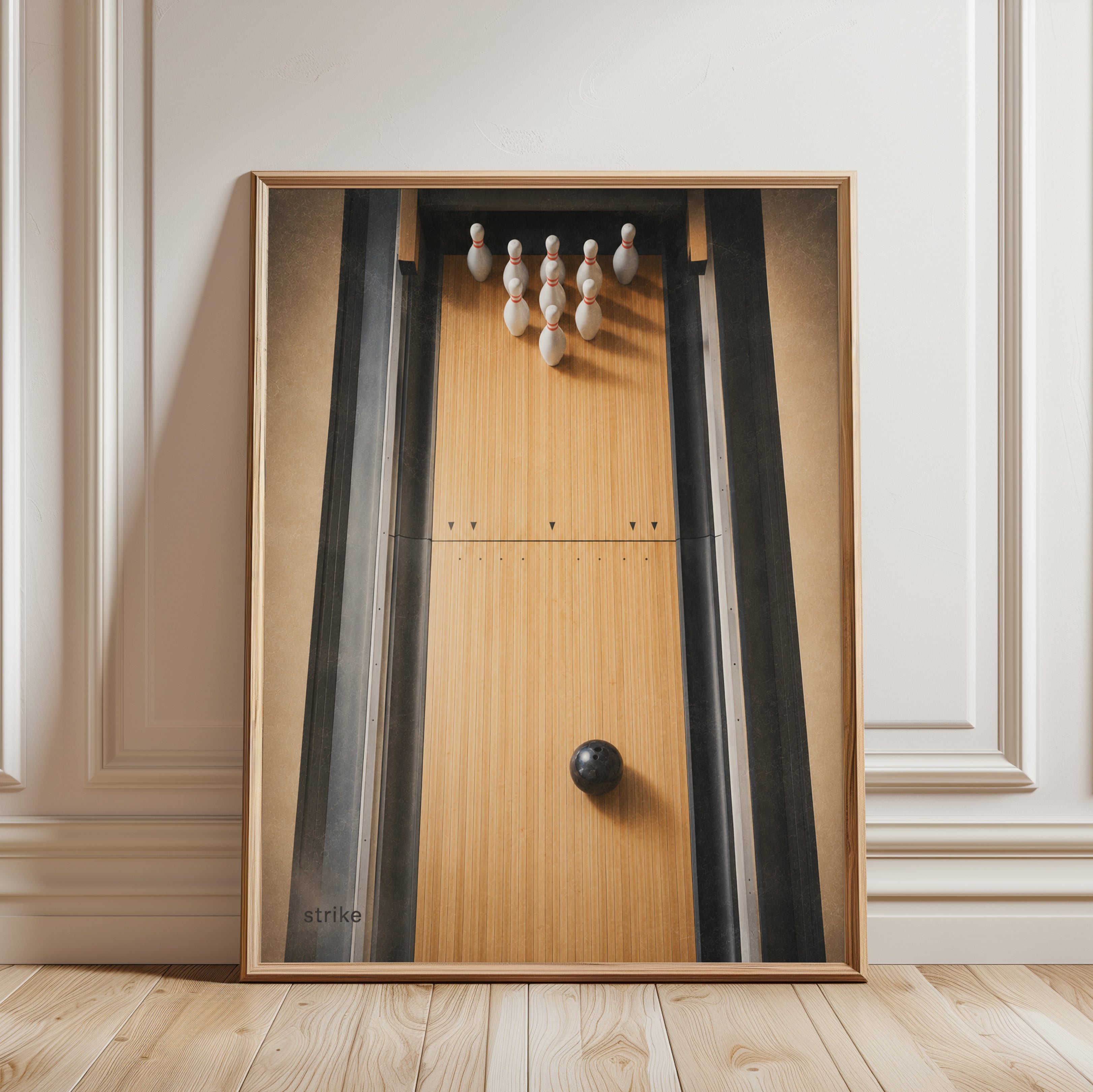 Bowling Wall Art – Vintage Sports Print - framed detail