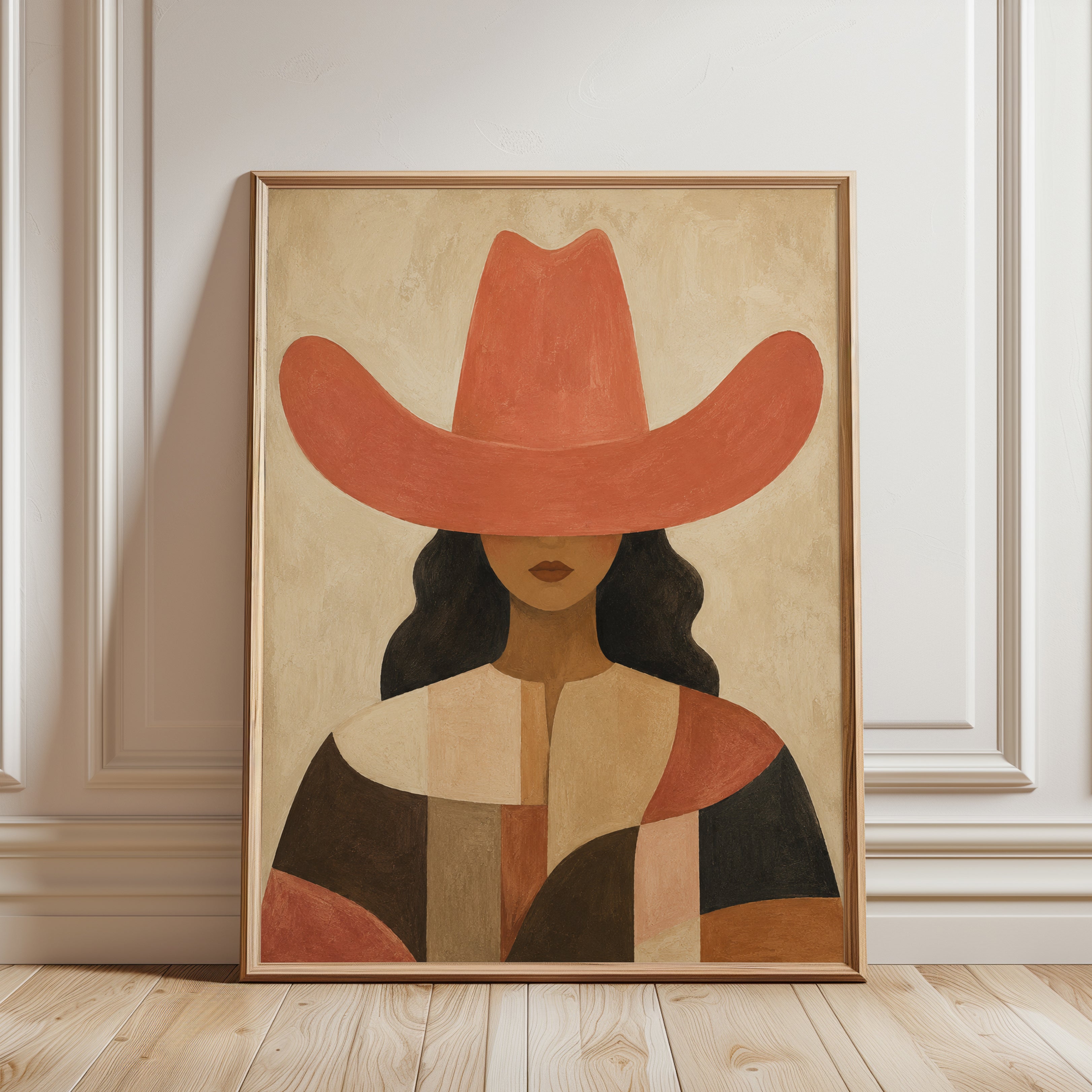 Western Woman Wall Art – Cowgirl Portrait Print - framed detail