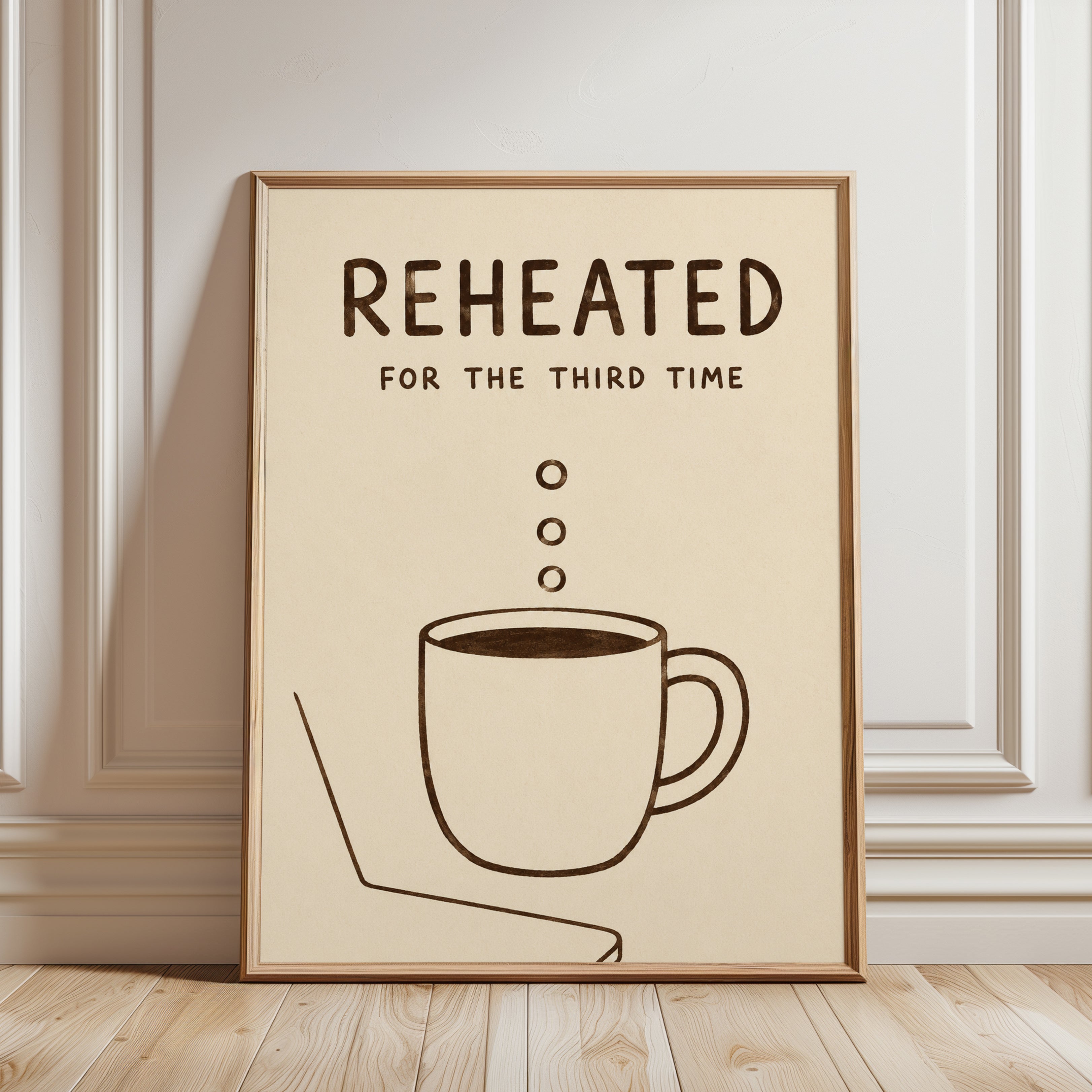 Coffee Kitchen Wall Art – Funny Coffee Print - framed detail