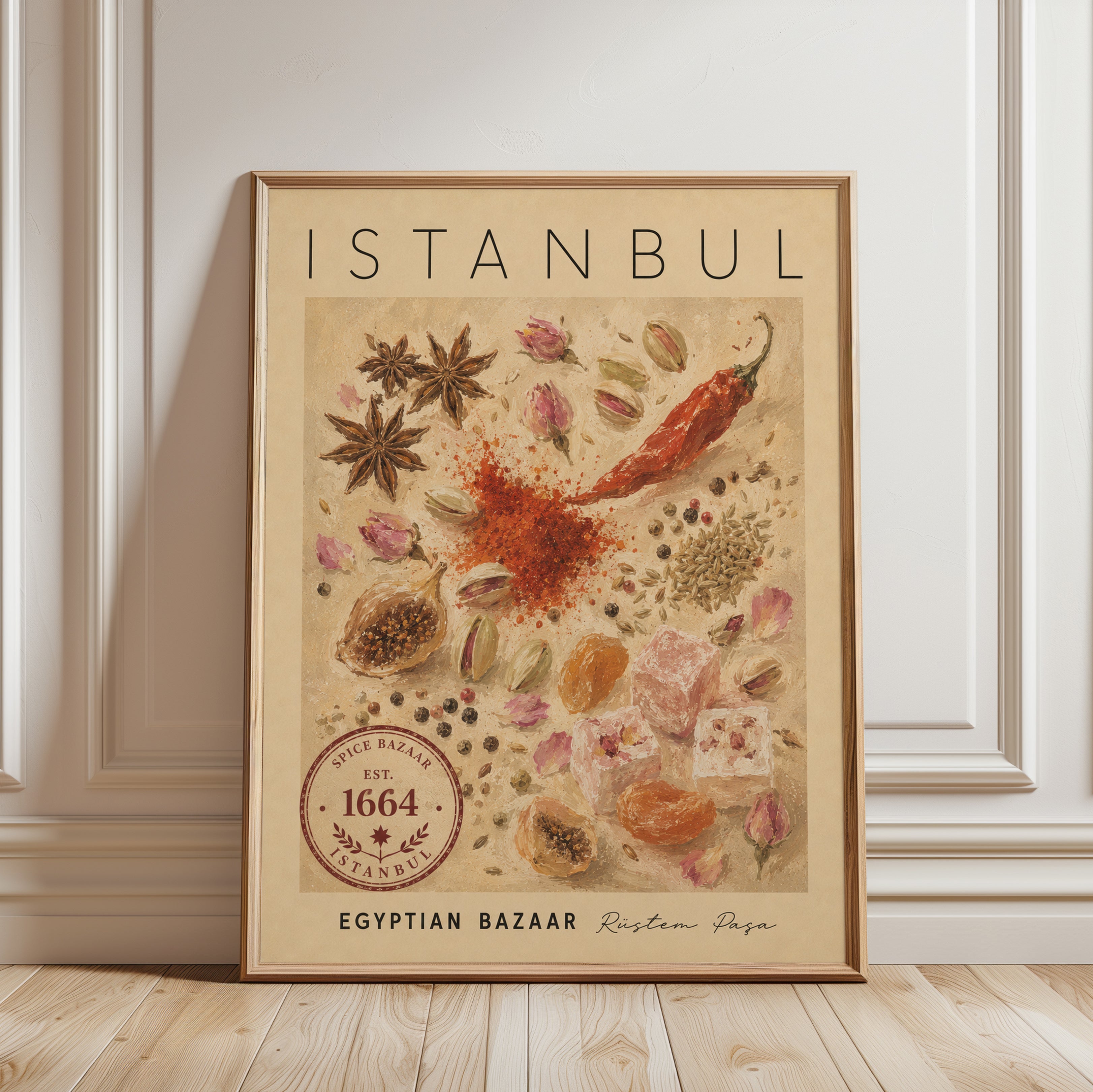 Istanbul Travel Poster - framed detail