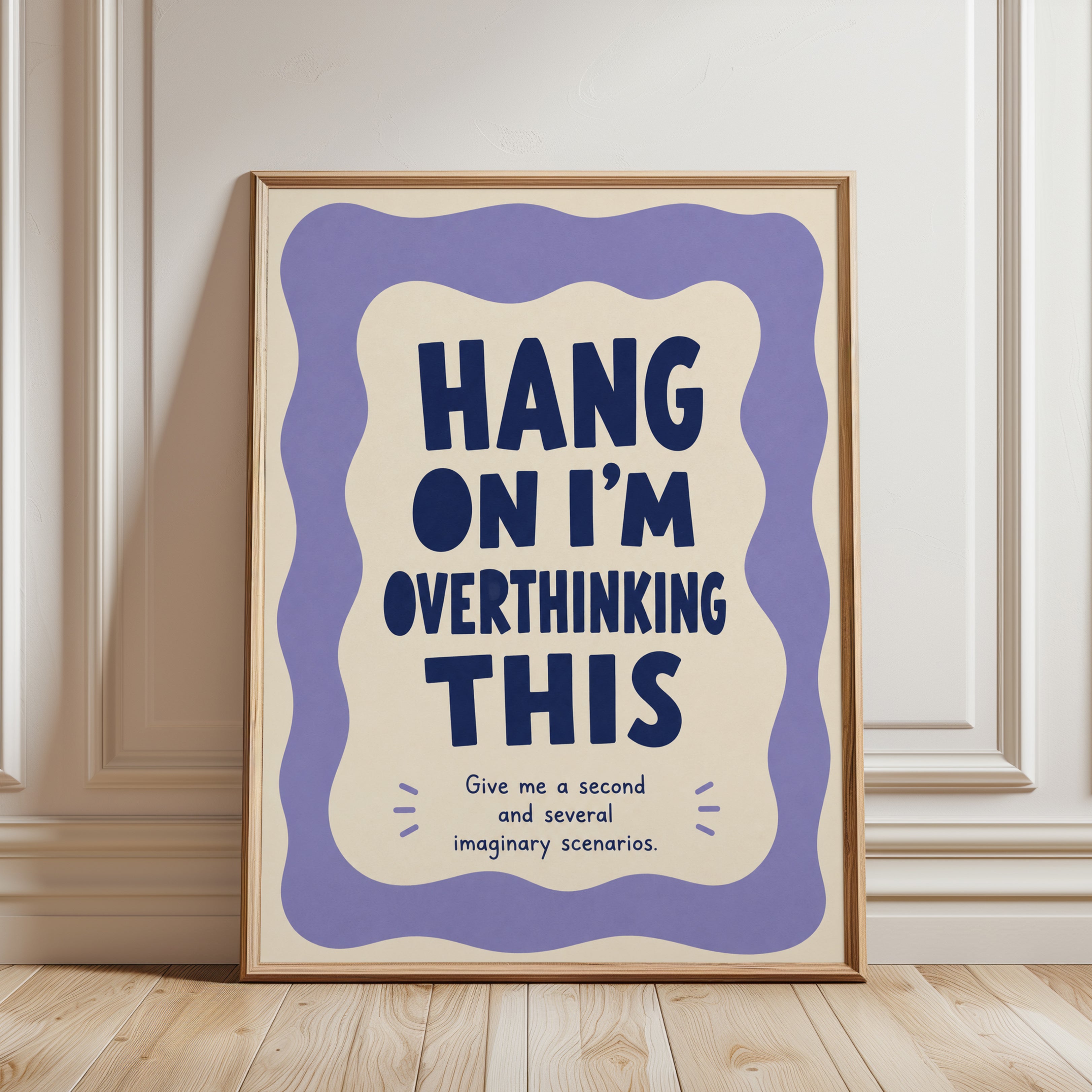 Overthinking Wall Art Print: Humorous Typography - framed detail