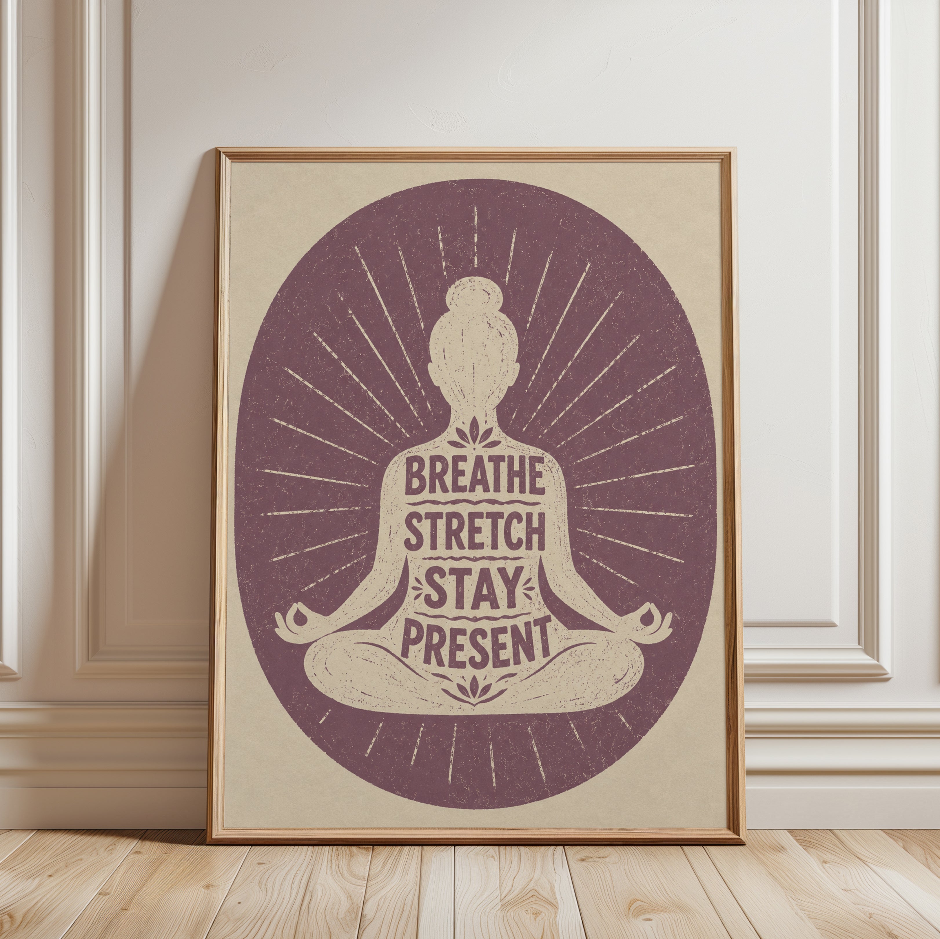 Yoga Meditation Wall Art: Calm Lotus Pose - framed detail