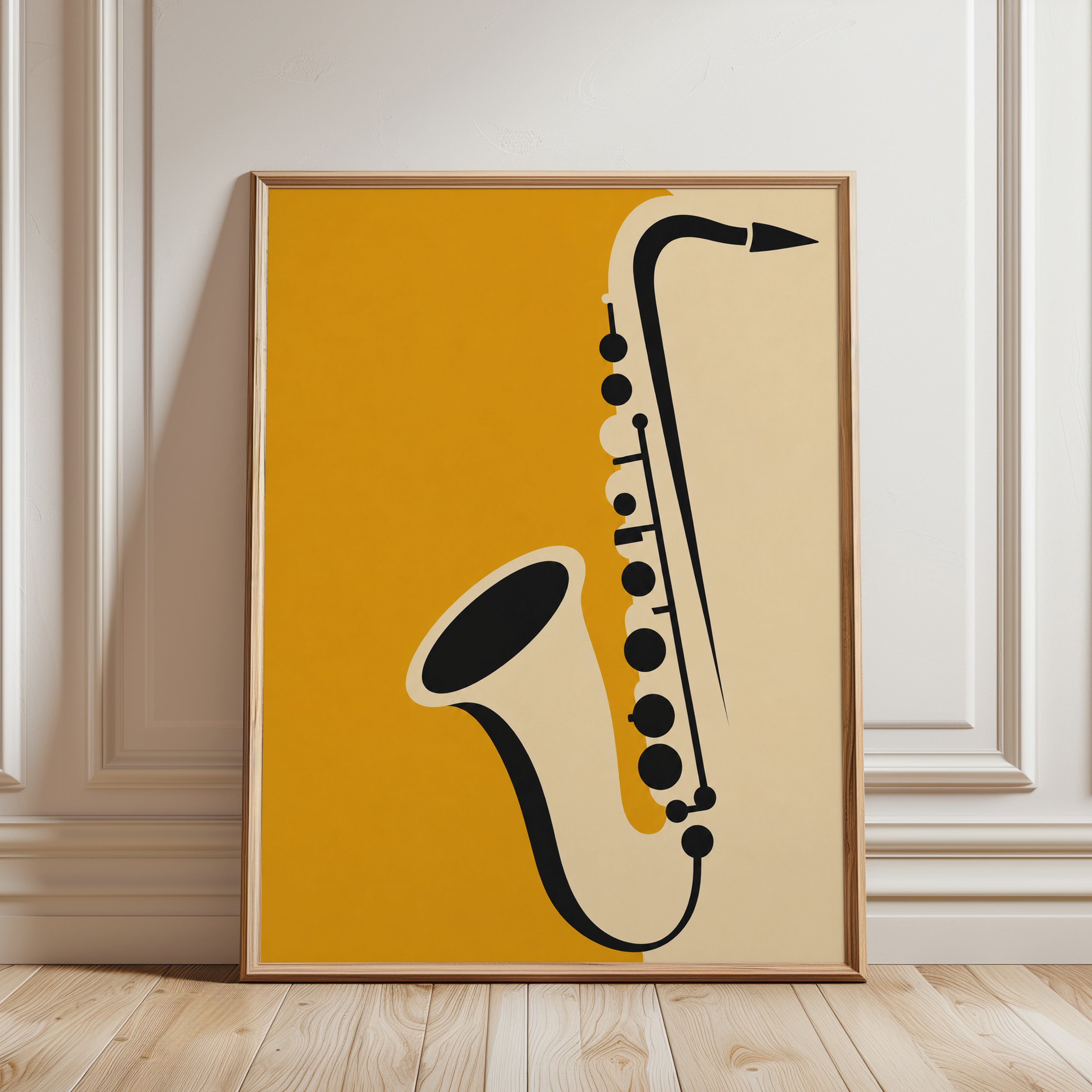 Saxophone Wall Art – Jazz Music Print - framed detail