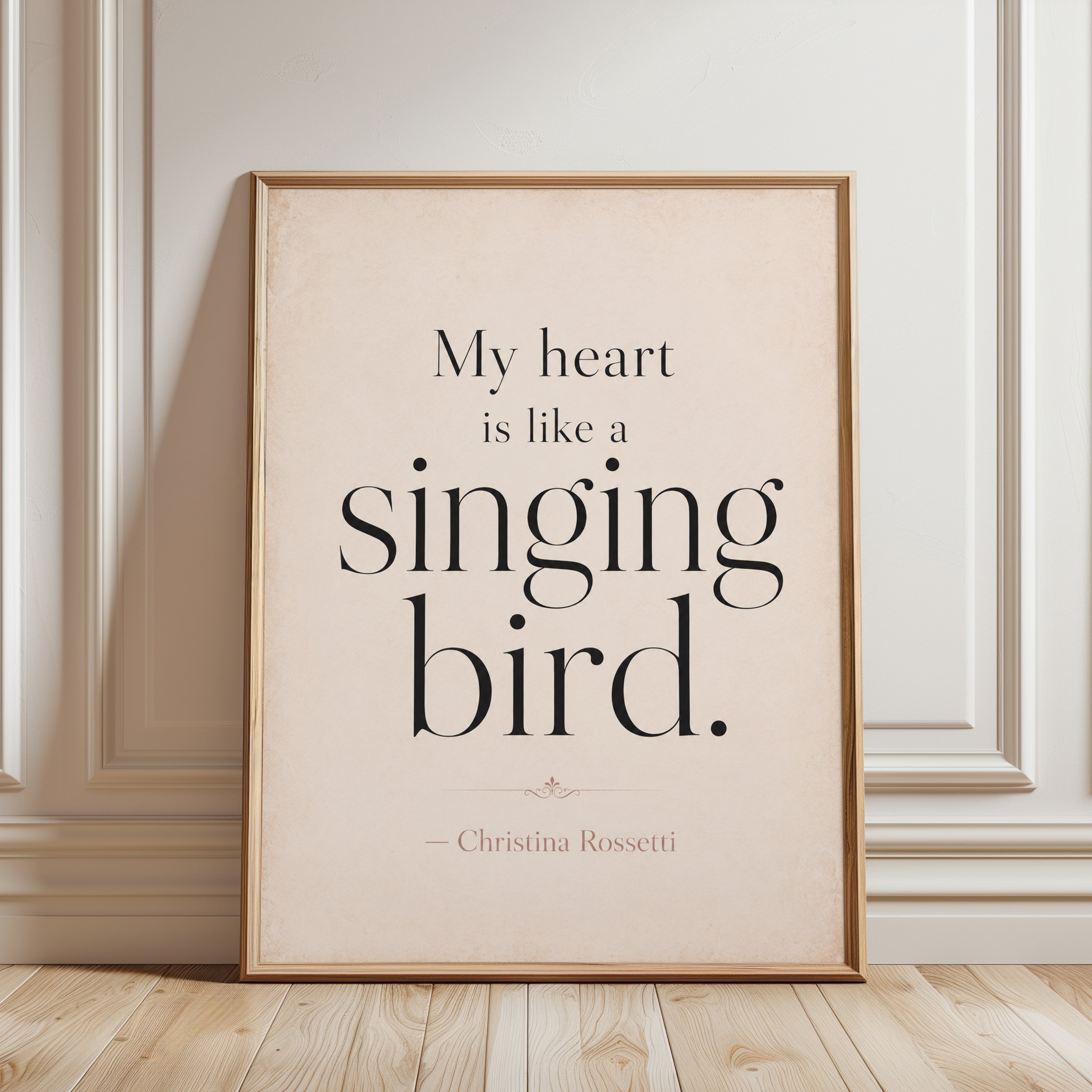Literary Quote Print – Singing Bird Wall Art - framed detail