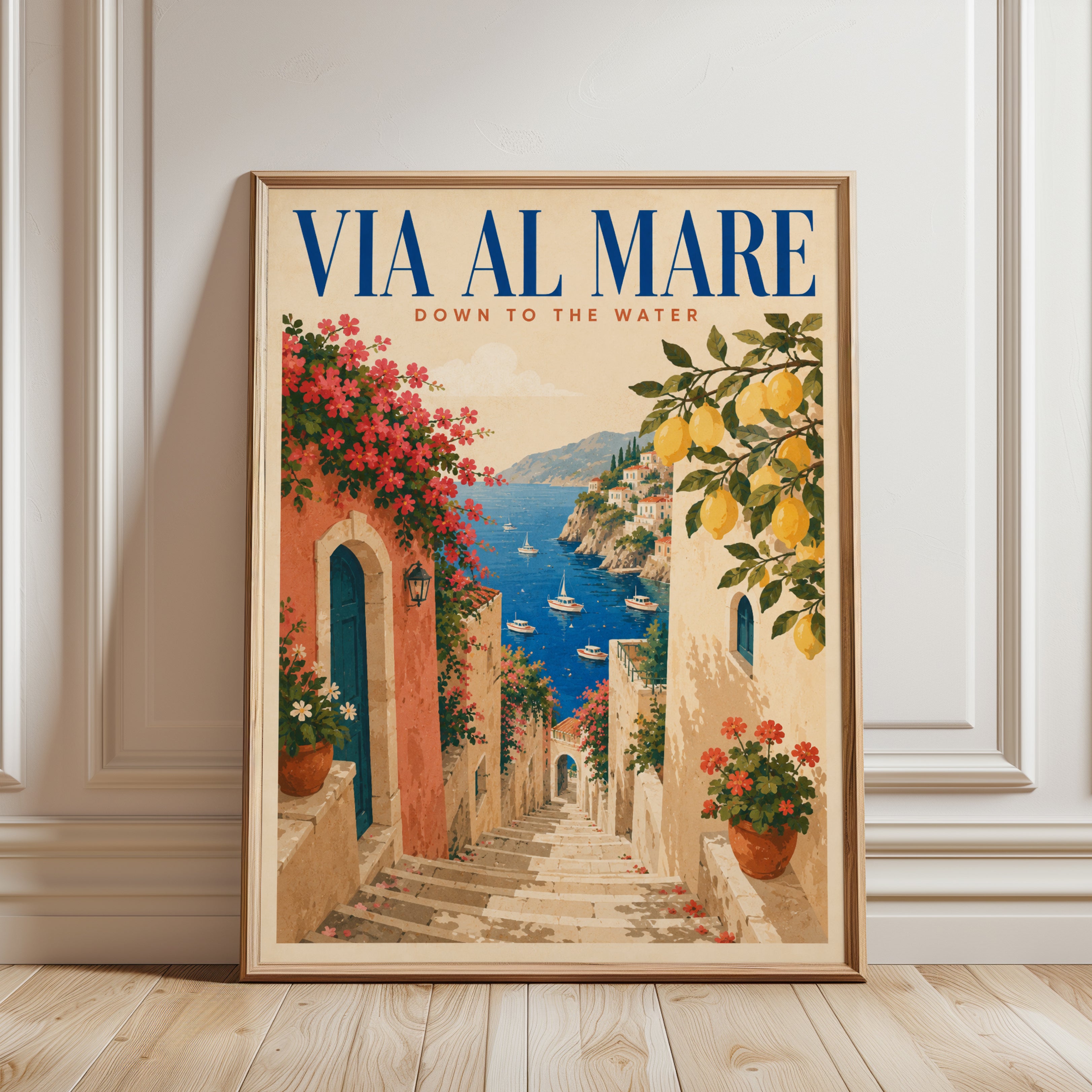 Italian Coastal Poster - framed detail