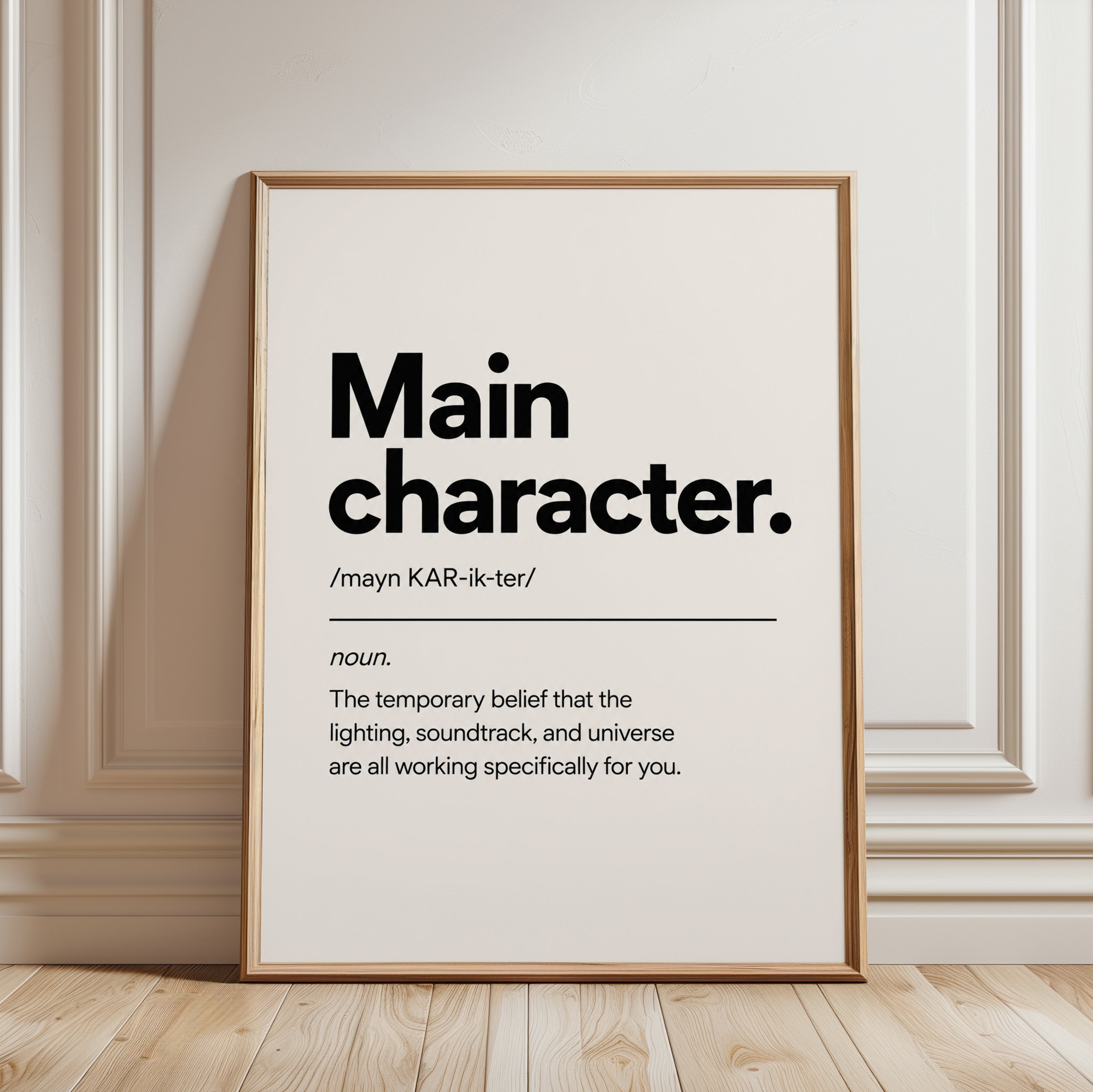 Main Character Typography Poster - framed detail
