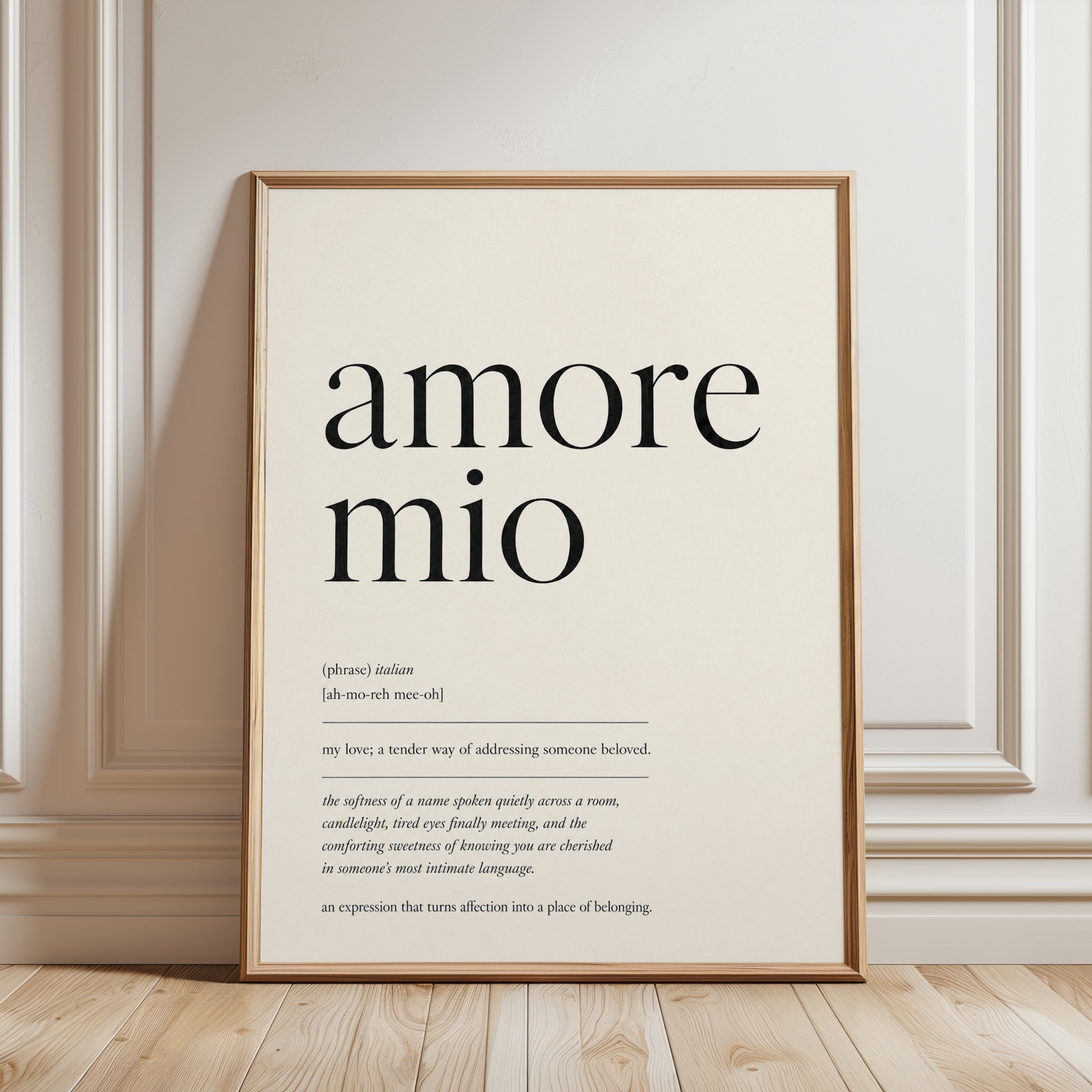 Amore Mio Italian Print - framed detail