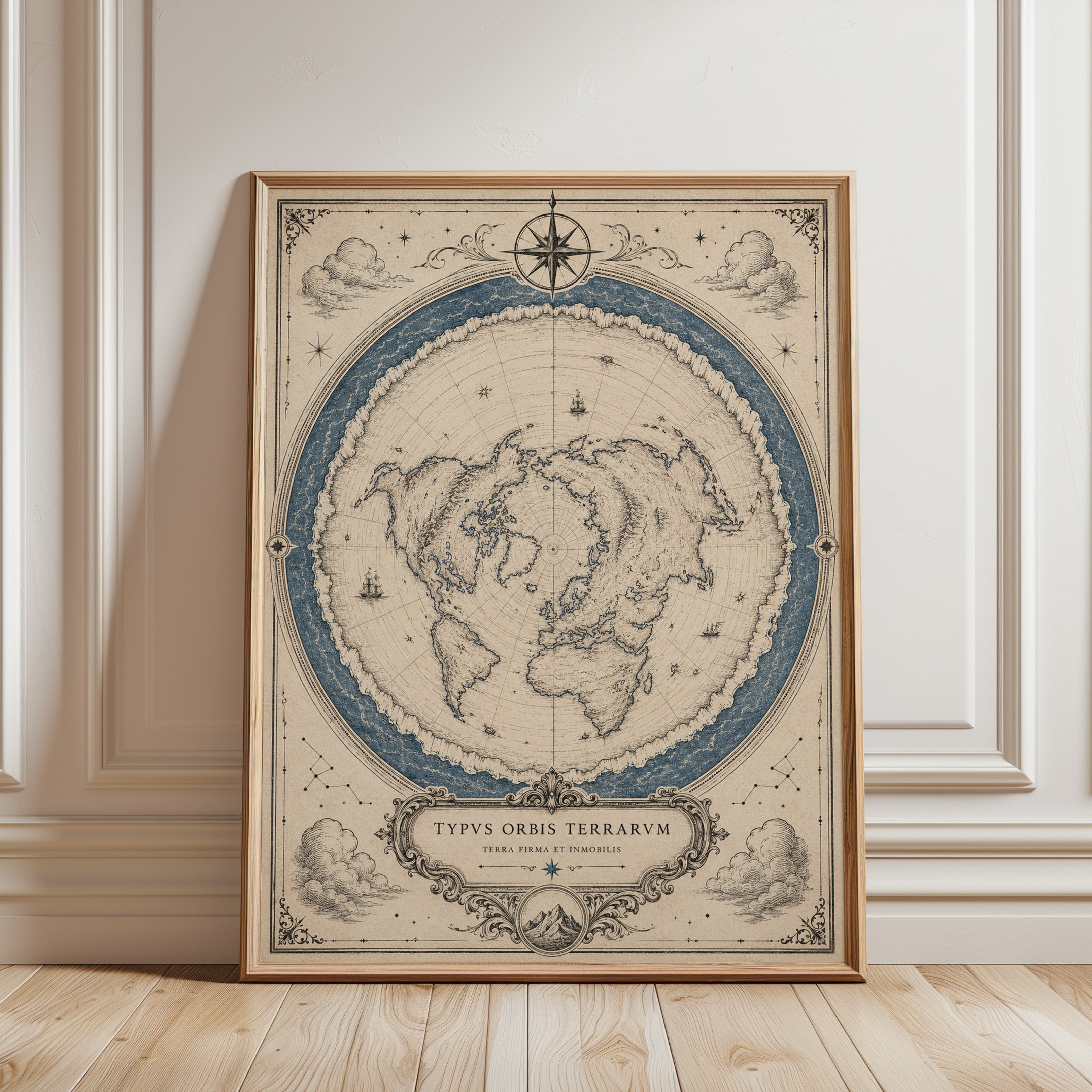 Vintage World Map Poster - framed detail