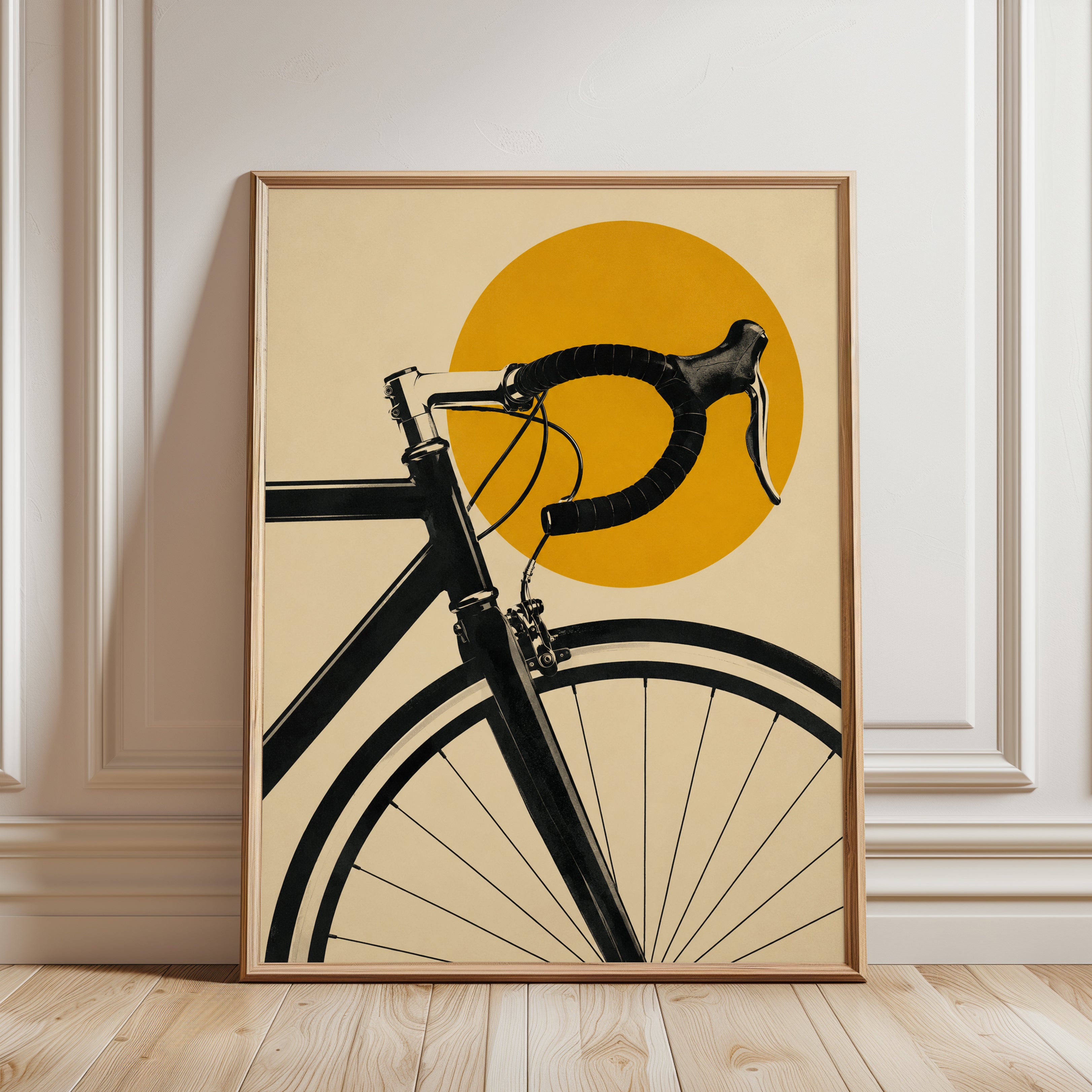 Cycling Wall Art – Vintage Bicycle Print - framed detail