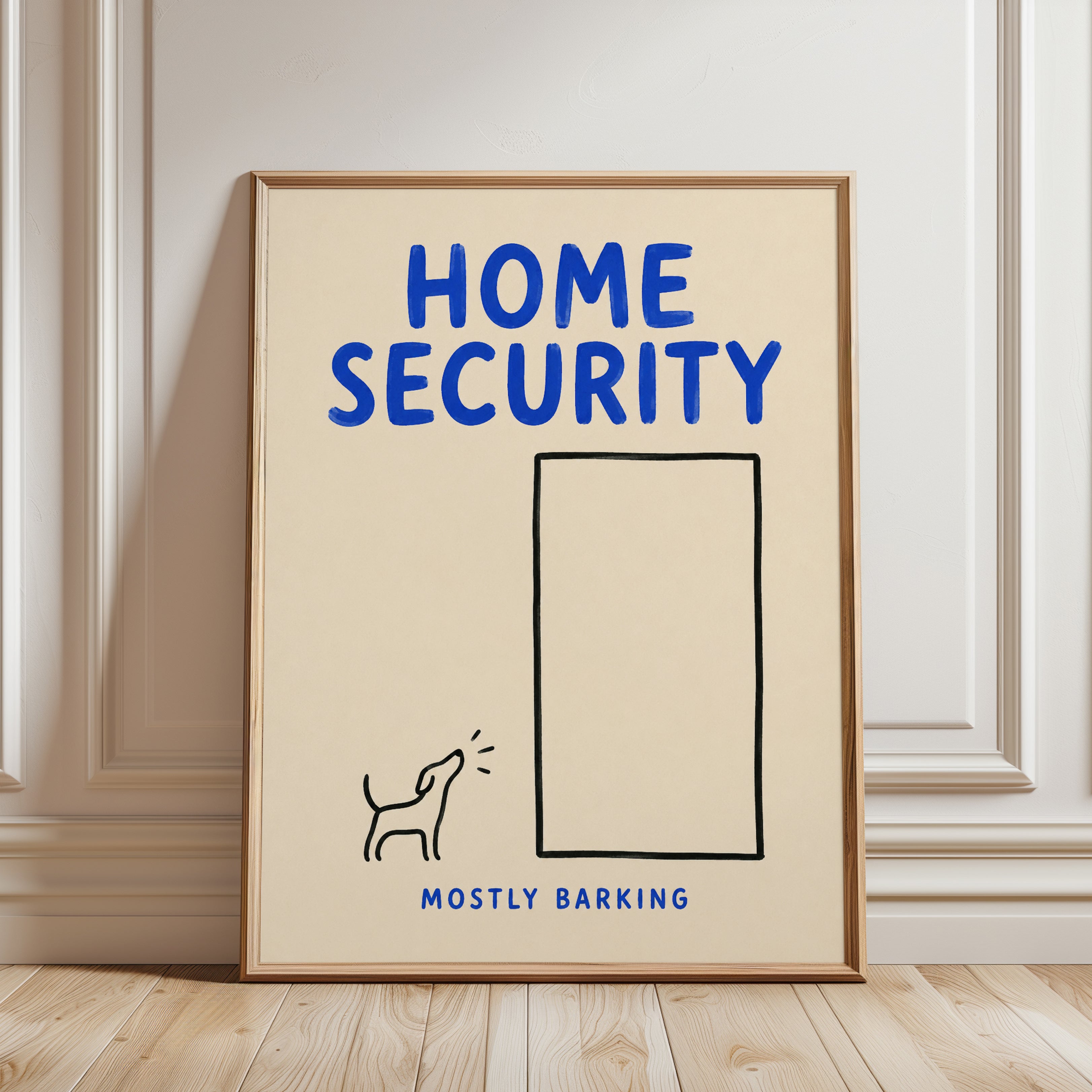 Humorous Dog Home Security Print - framed detail