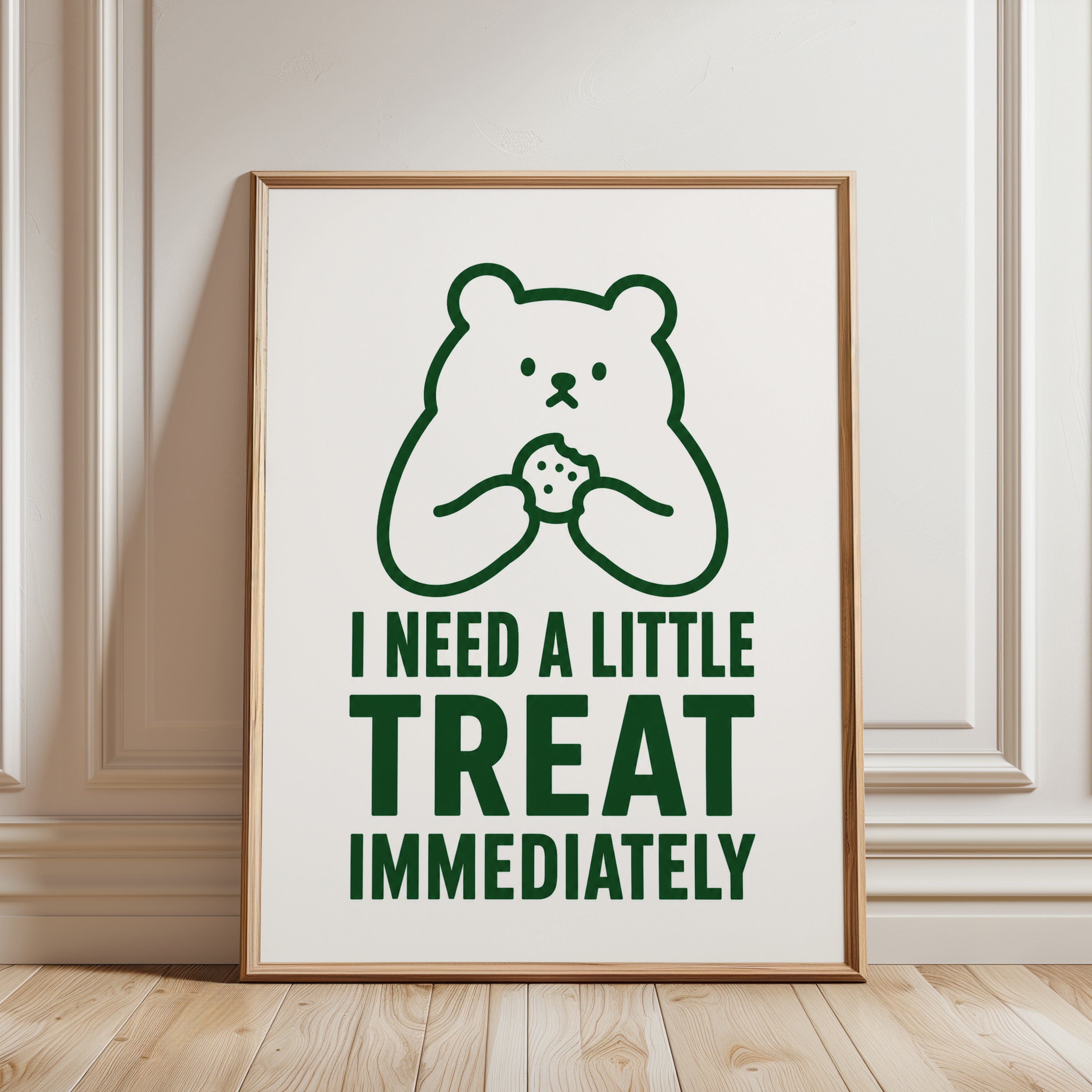 Whimsical Bear Cookie Print: Kitchen Wall Art - framed detail
