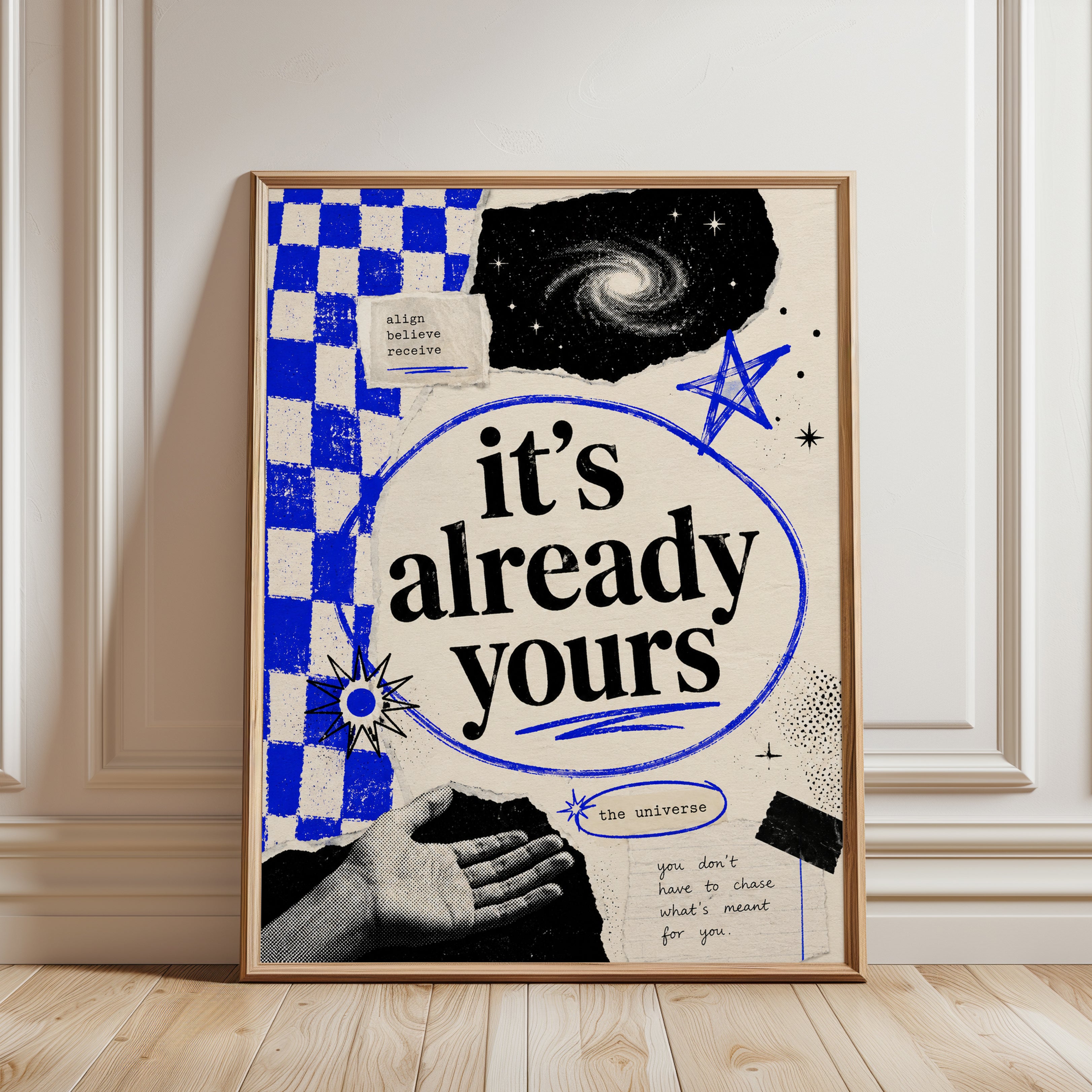 Manifestation Quote Print — It's Already Yours Typography - framed detail