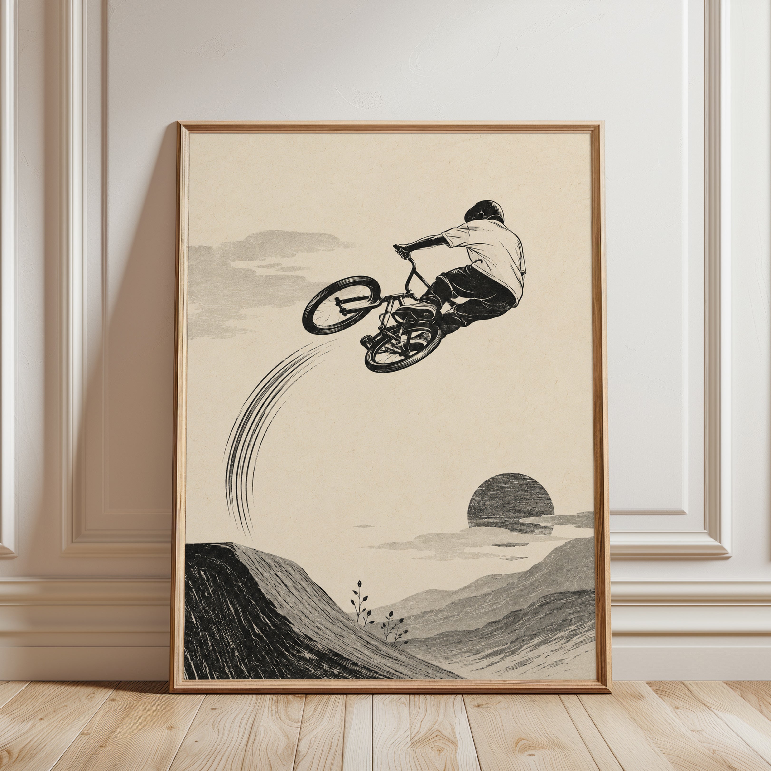 BMX Wall Art – Mountain Bike Print - framed detail