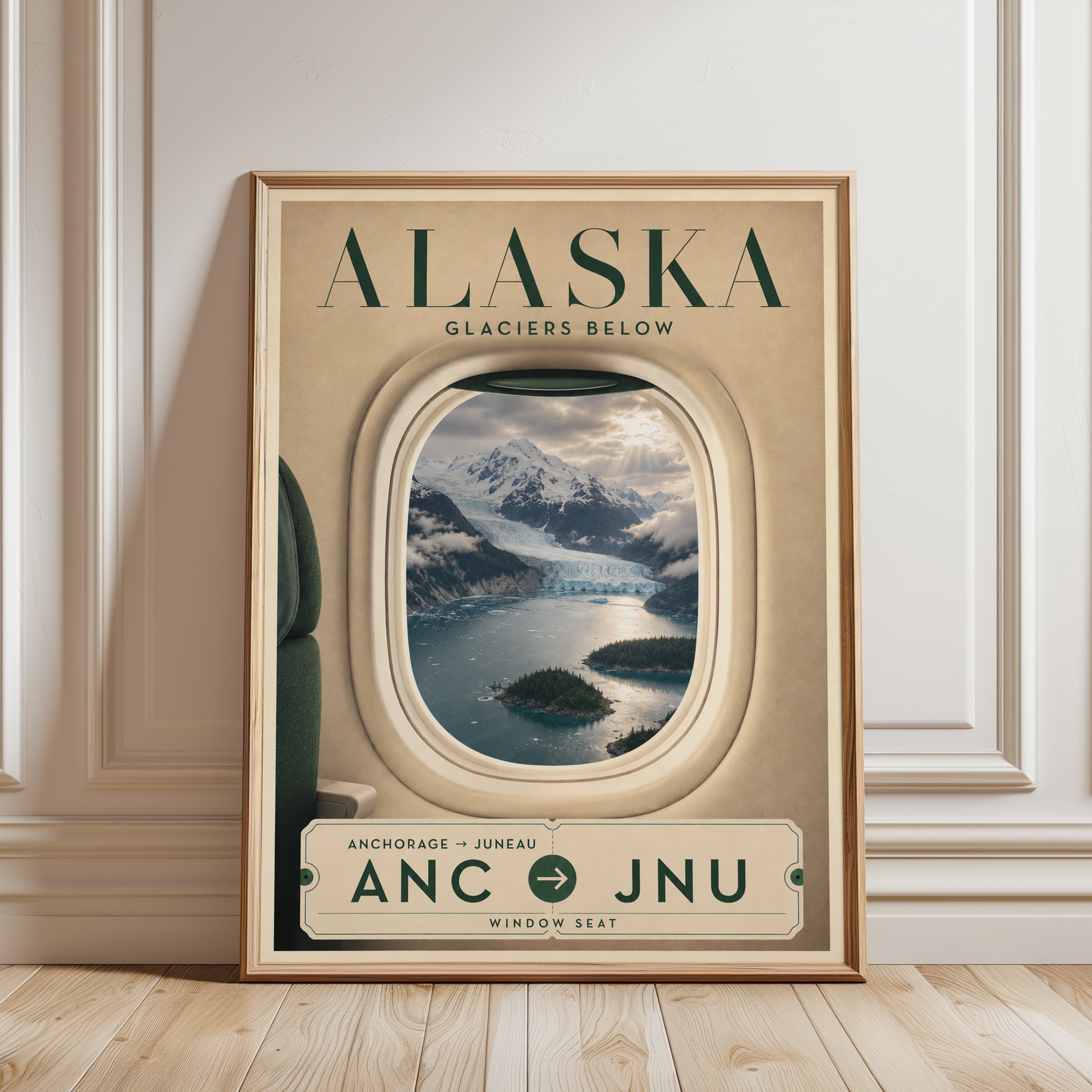 Alaska Travel Poster - framed detail