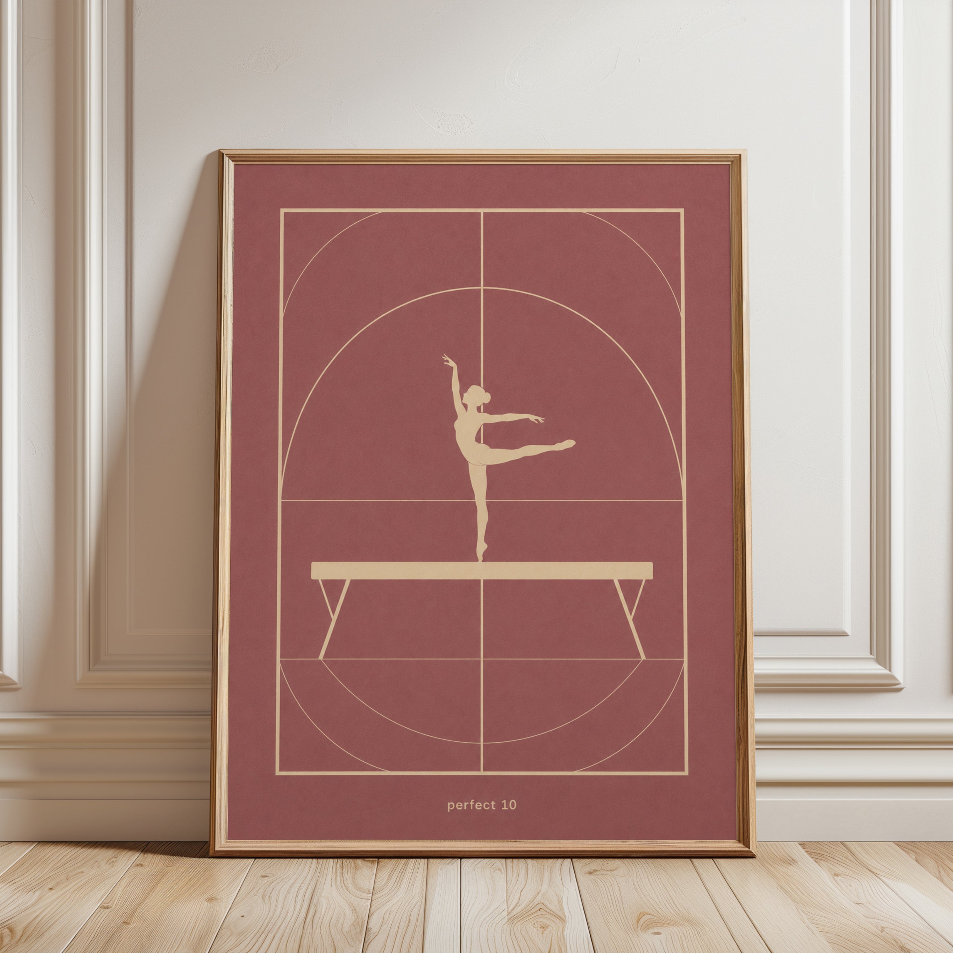Gymnastics Wall Art – Balance Beam Print - framed detail