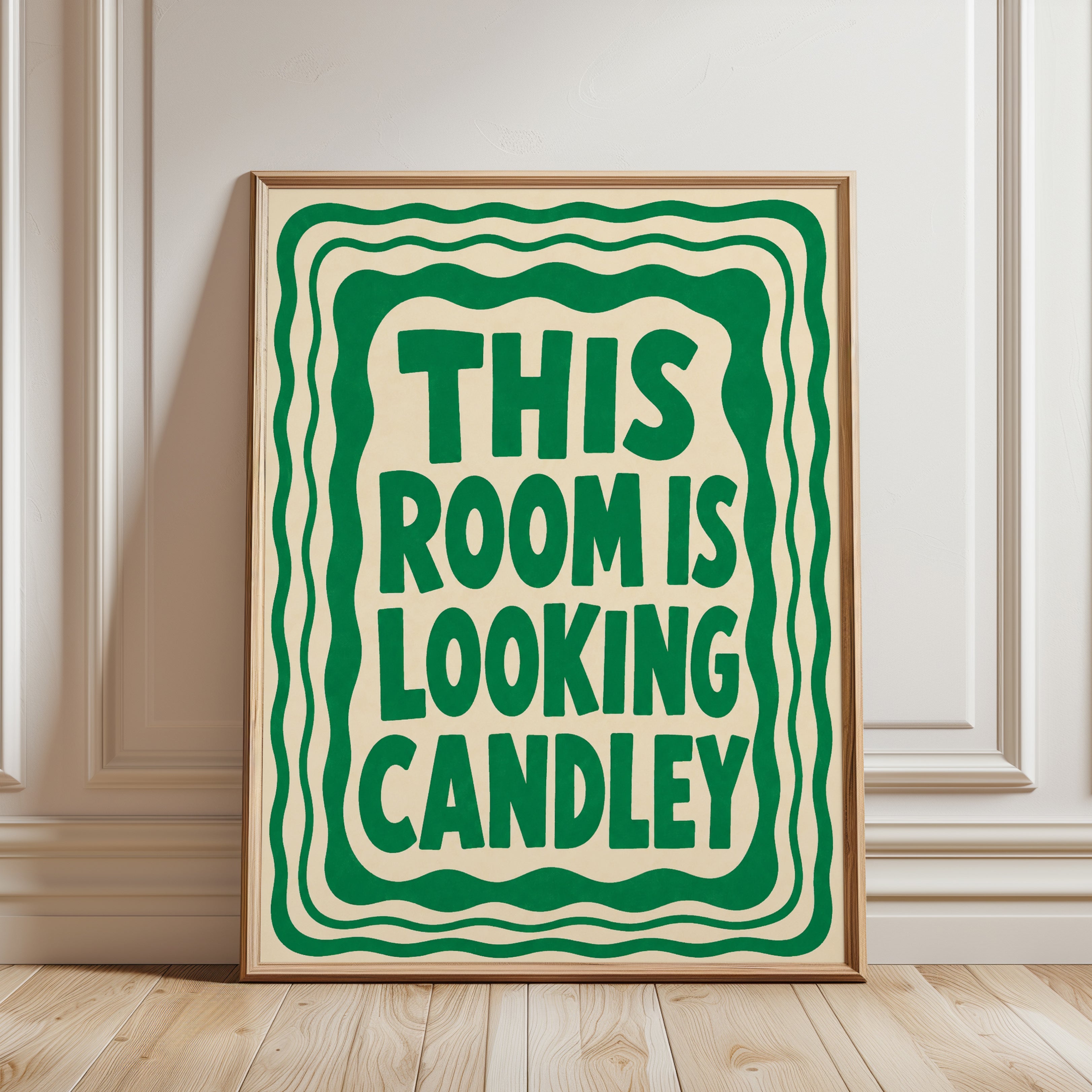 Wavy Retro Typography Print - framed detail