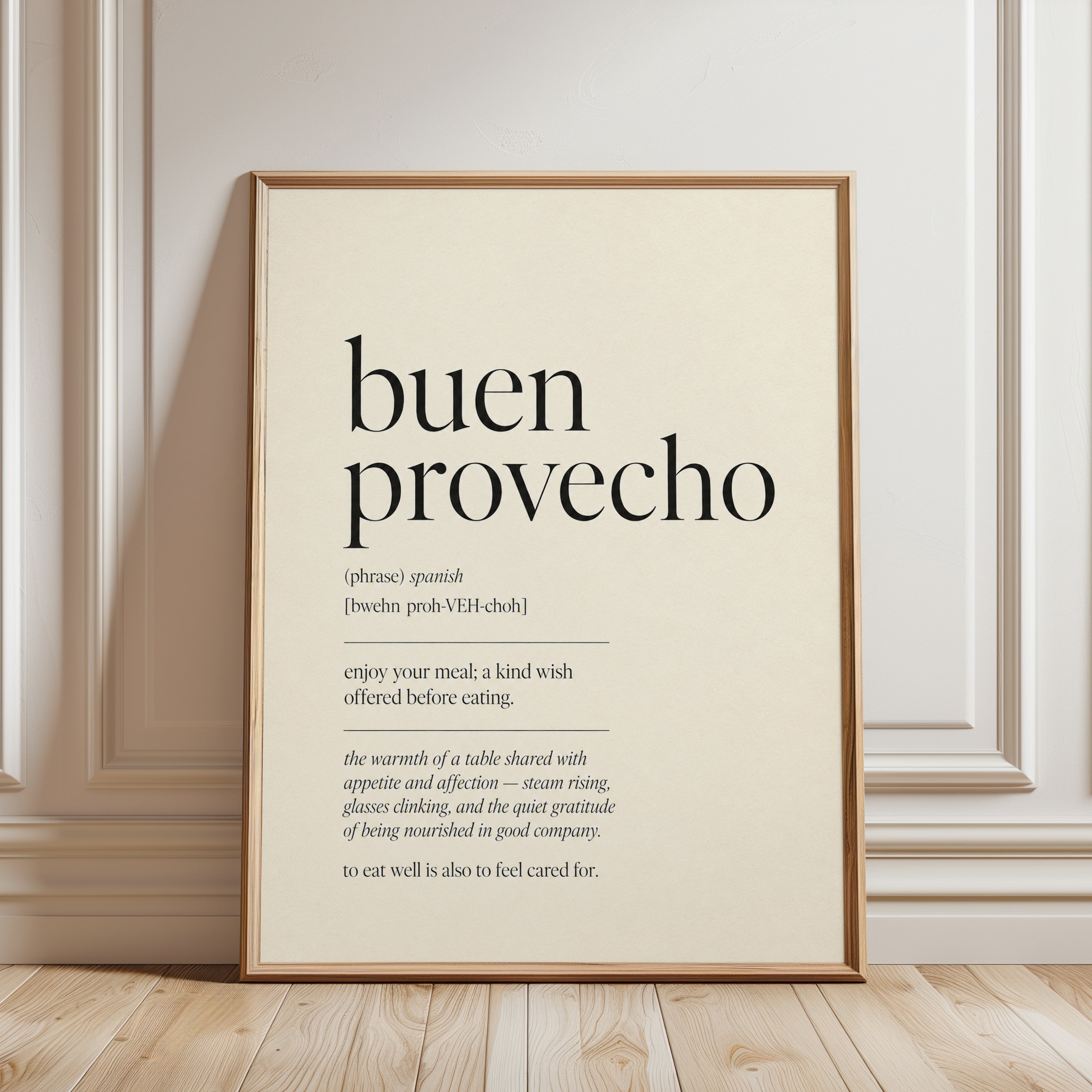 Buen Provecho Typography Print - framed detail