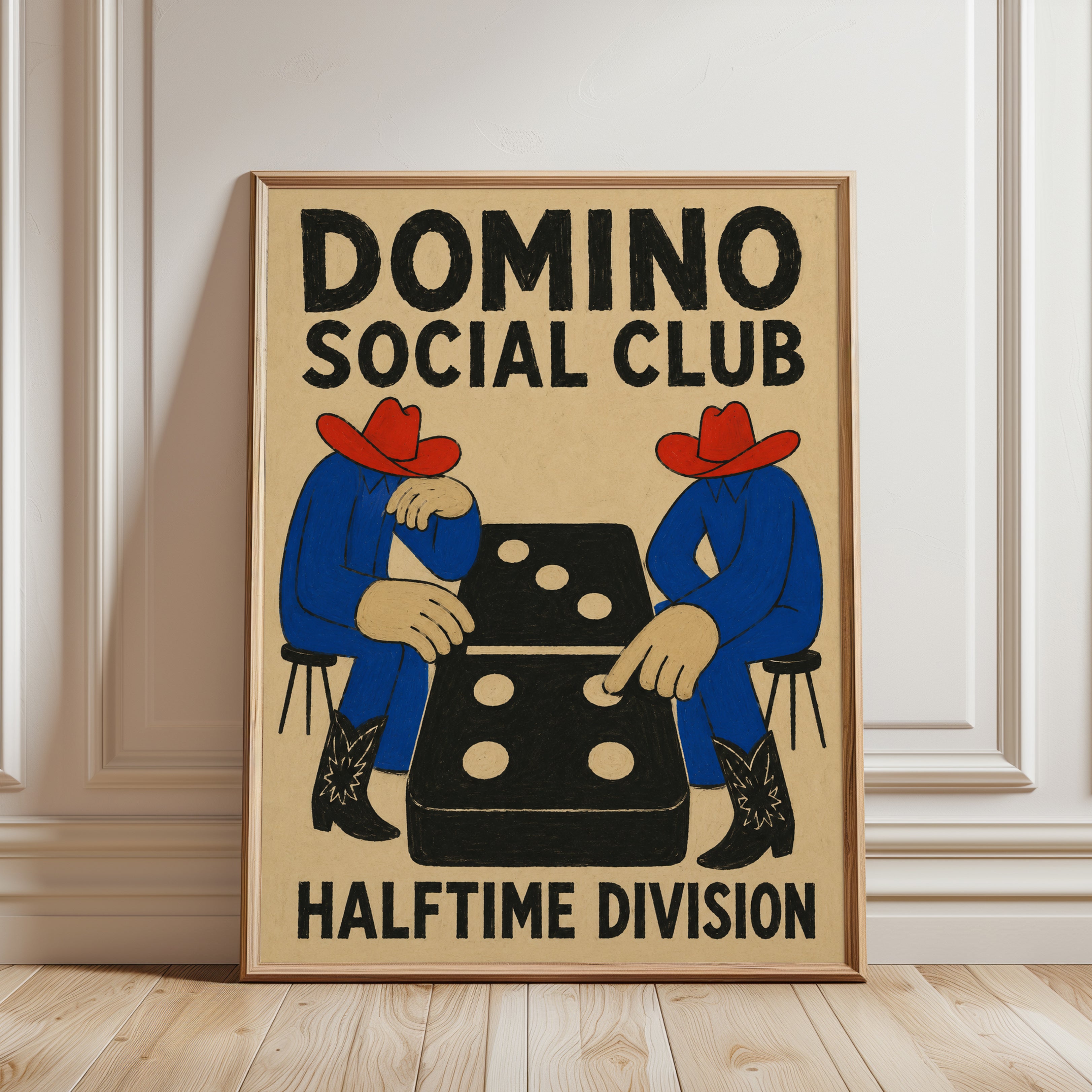 Domino Wall Art – Vintage Game Room Print - framed detail